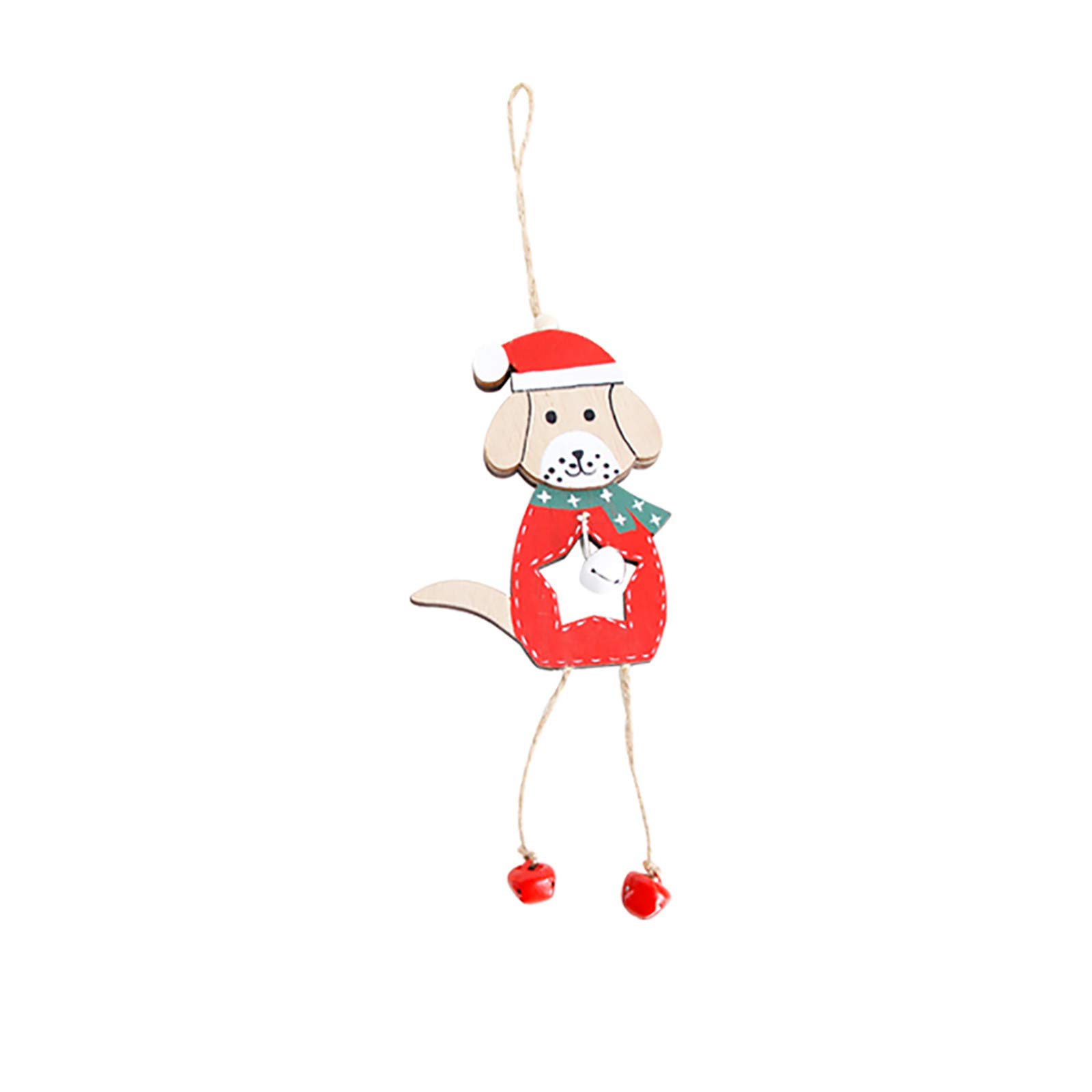Wooden Christmas Tree Decorations - Hanging Ornaments for Xmas Party, Home & Door Decor - White Crystal Pendant for Holiday Festive Decorating (Perfect for Christmas Trees, Mantels, Windows & Gift Wrapping)