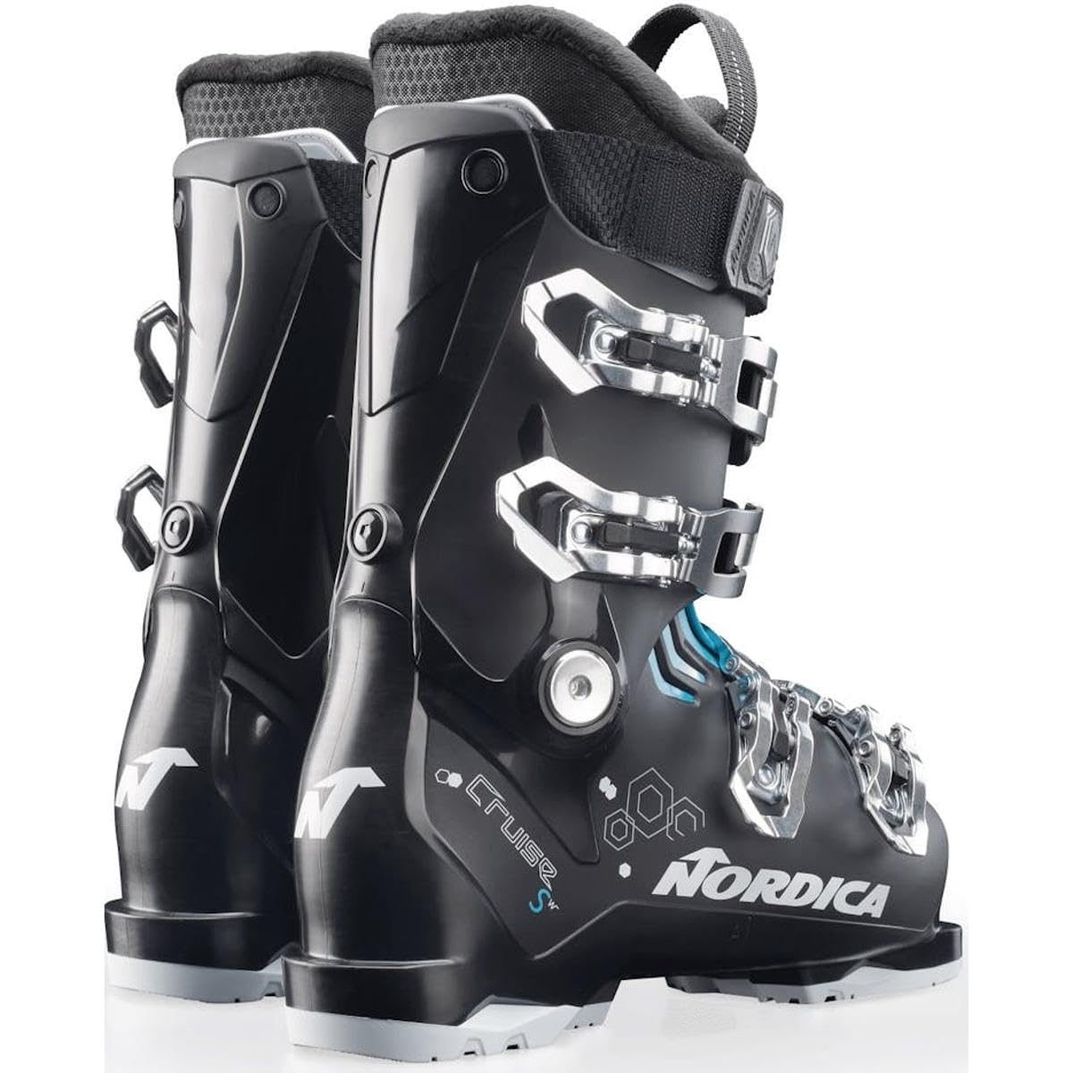 Nordica The Cruise S W Black/Light Blue 27.5 Women's Ski Boots 2025 - Perfect for Alpine Skiing & Winter Sports Adventures