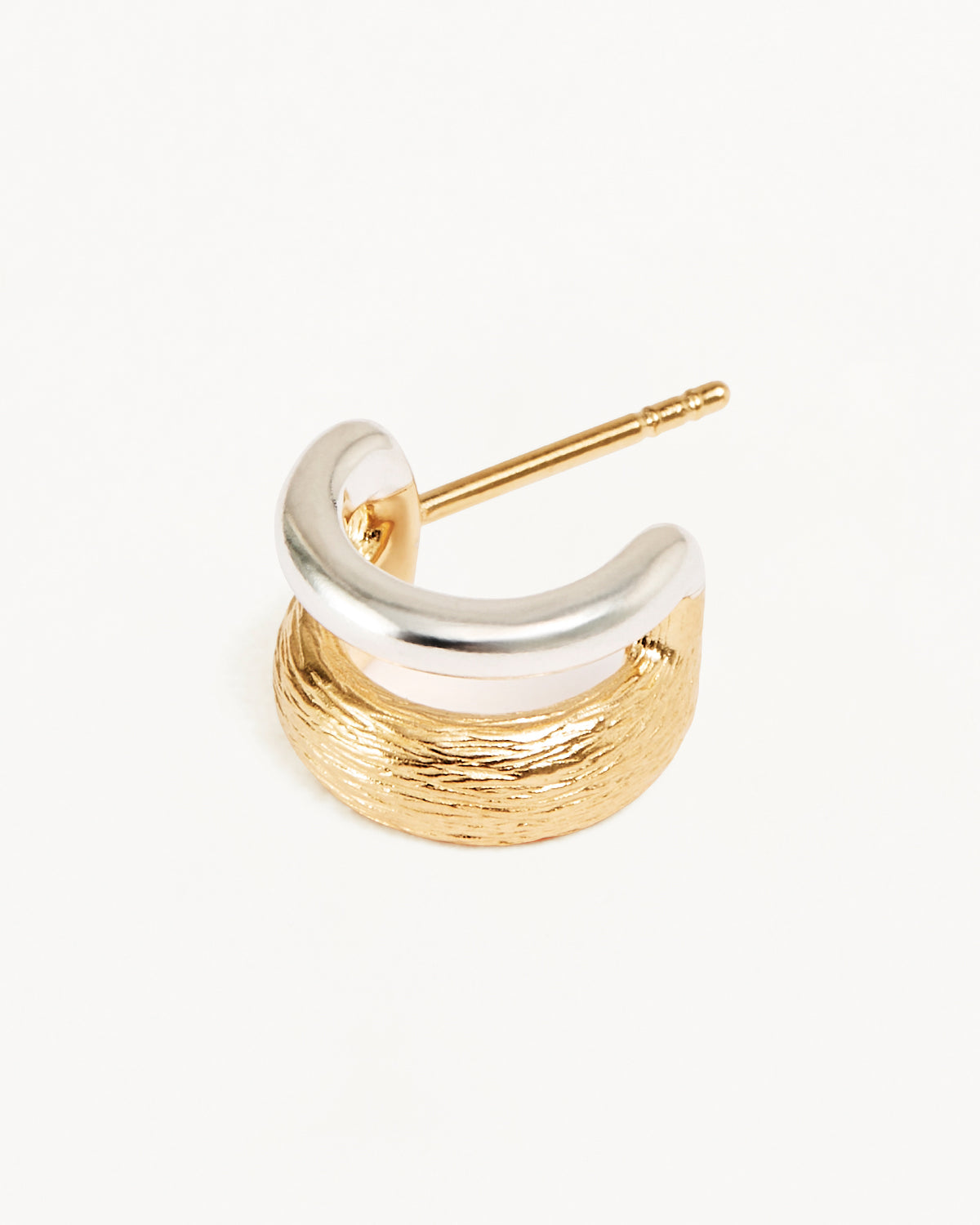 Two Tone Shield Hoops Earrings - Sterling Silver & Gold Plated Dainty Huggie Hoops for Women | Perfect for Everyday Wear, Gifts & Special Occasions