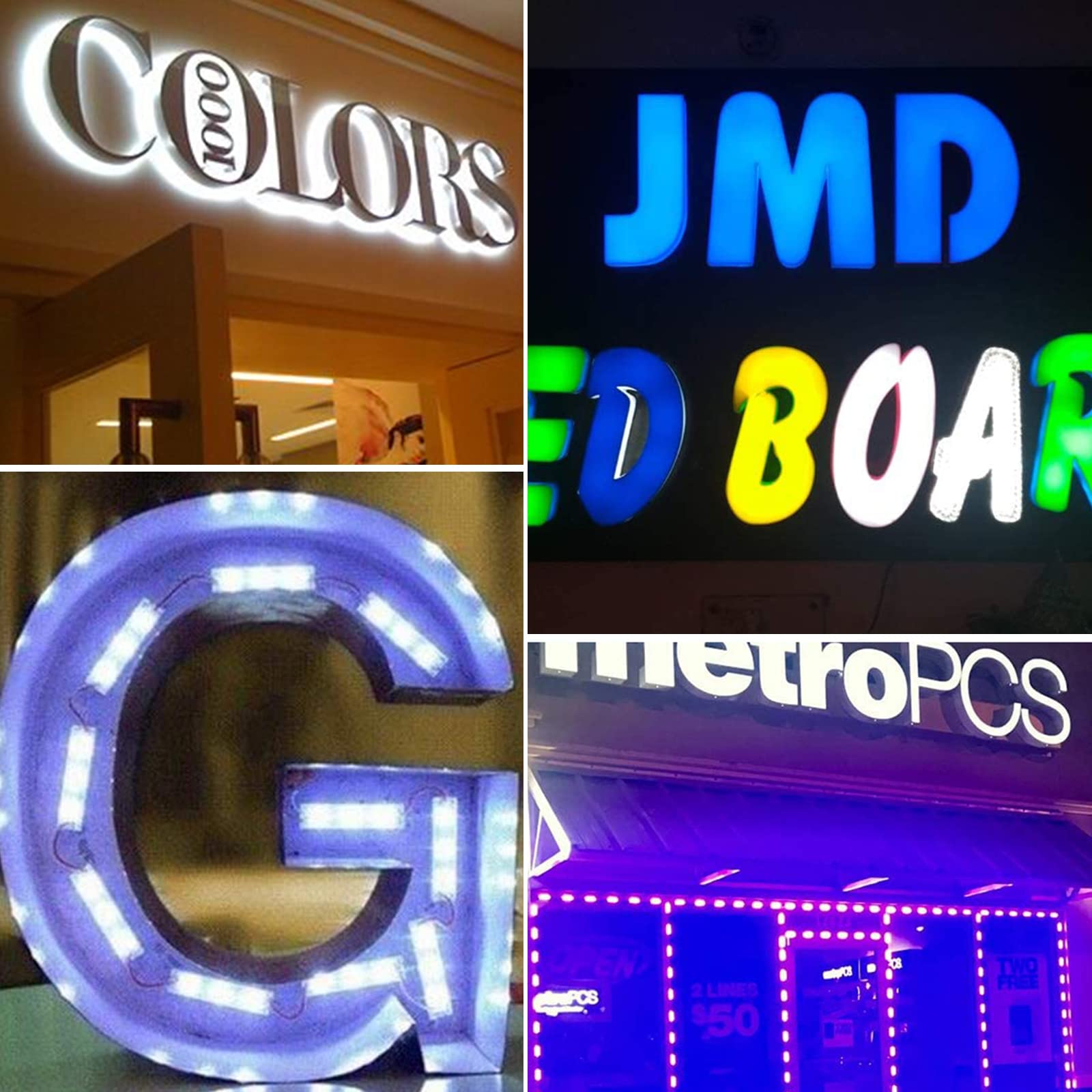 Waterproof 5050 LED Strip Lights 12V 100FT White (10 Packs) - Bright Storefront Advertising Lights for Business Signs, Window Displays & Decorative Lighting - Perfect for Retail Stores, Restaurants & Outdoor Commercial Use