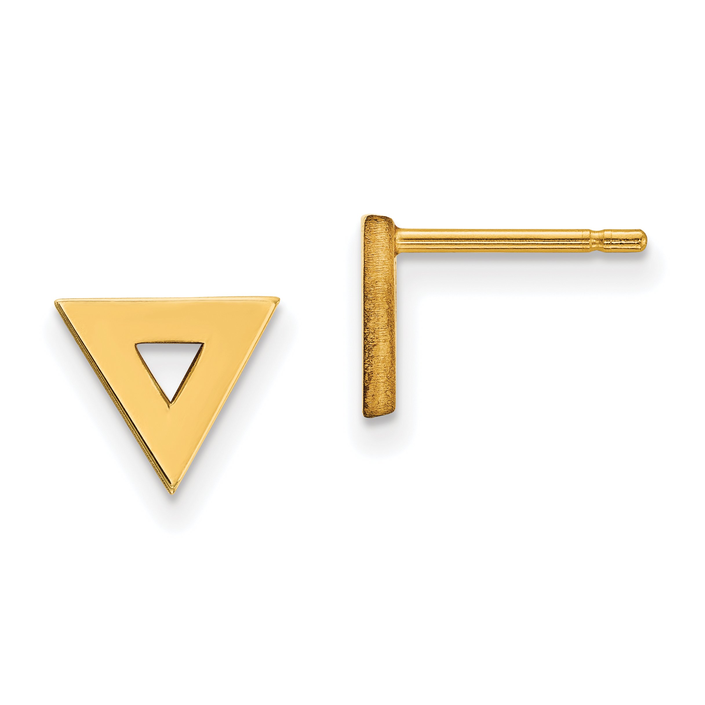 14K Yellow Gold Open Triangle Post Earrings for Women - 8mm Minimalist Geometric Stud Earrings for Everyday Wear & Special Occasions