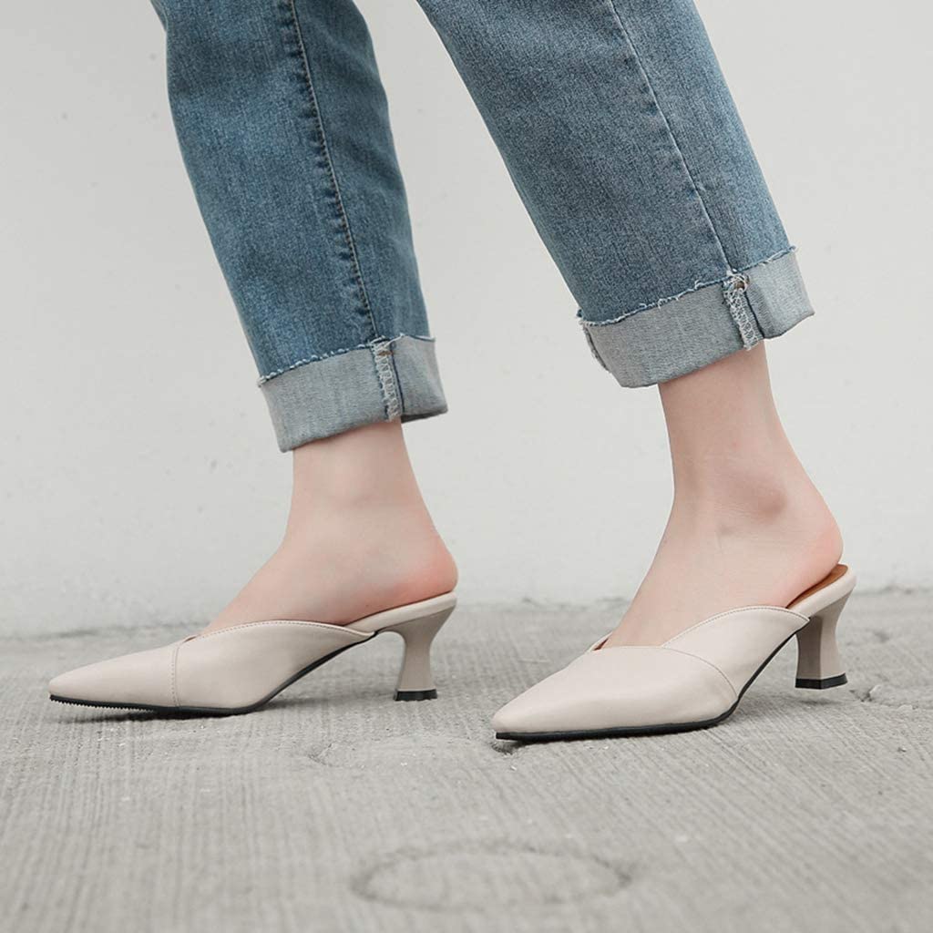 LINNE Women's Kitten Heel Mules - Open Back Pointed Toe Slip On Sandals - Comfortable Dress Pumps for Daily Wear & Outdoor Occasions - Perfect for Office, Parties & Date Nights