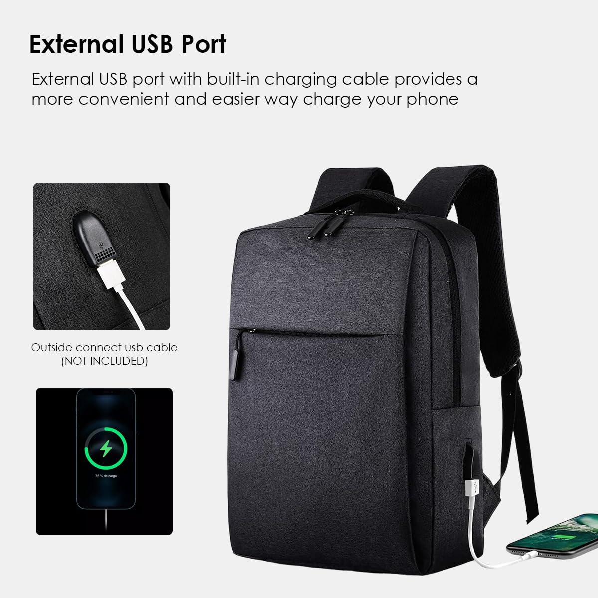 Pevita 15.6 Inch Slim Waterproof Laptop Backpack with USB Charging Port - Business Travel Backpack for Men & Women - Perfect for Work, School & Commuting