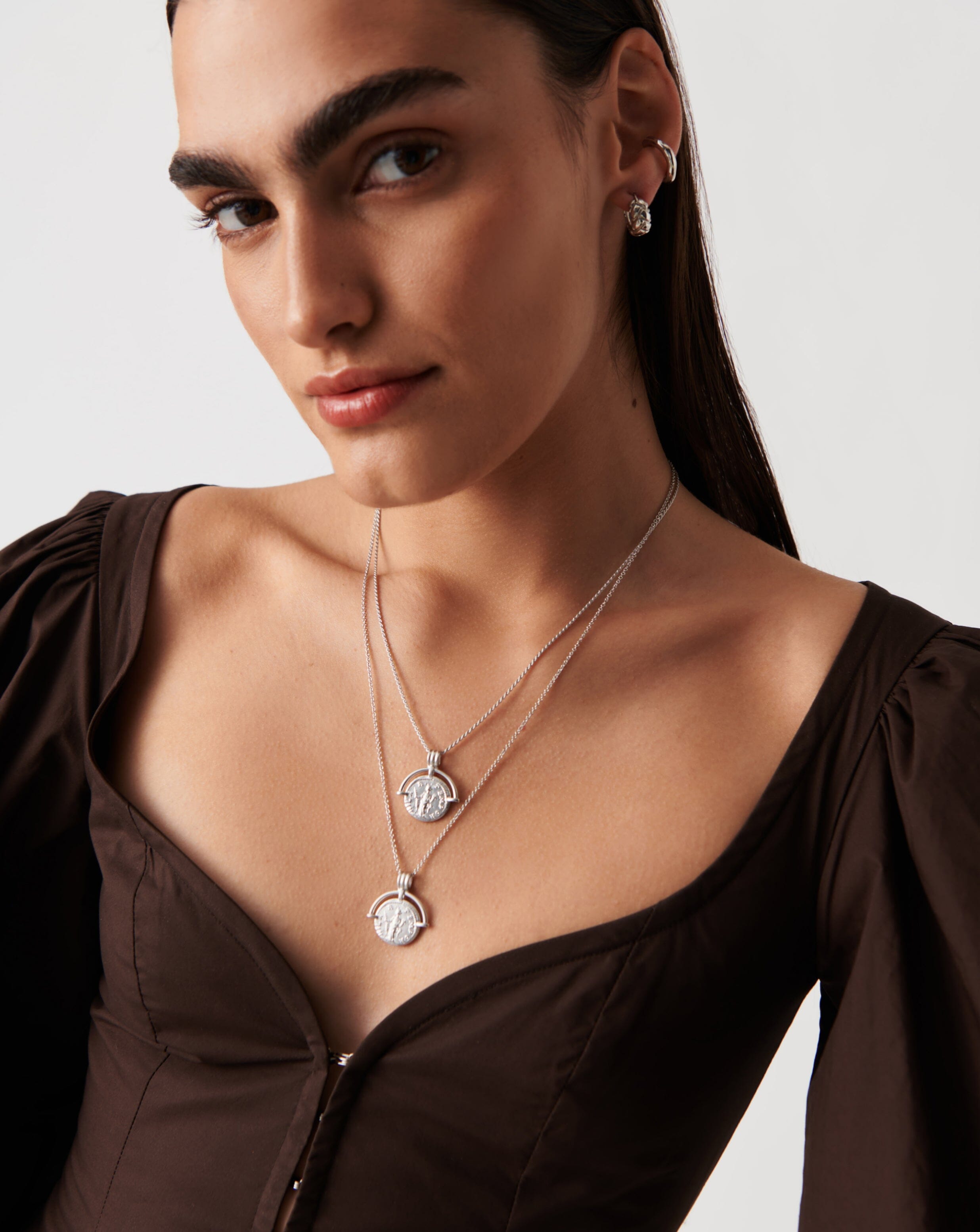 Engravable Roman Arc Coin Necklace for Women - Personalized Gift for Her - Elegant Jewelry for Special Occasions & Everyday Wear