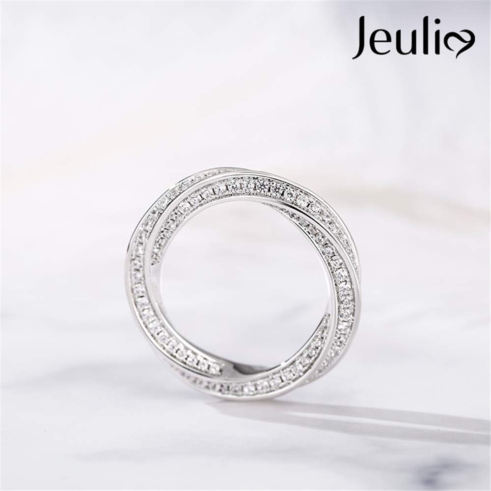 Jeulia 925 Sterling Silver Women's Twist Ring - Diamond Wedding Band, Engagement & Anniversary Promise Ring for Her - Elegant Gift Box Included | Perfect for Proposals, Weddings, Anniversaries & Special Occasions