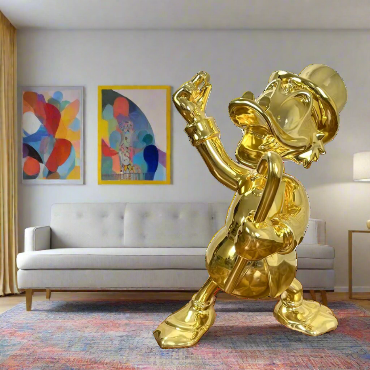 Uncle Scrooge McDuck Gold Plated Millionaire Statue - Disney Collectible Figurine & Home Decor for Disney Fans, Office Desk Display, and Gift for DuckTales Lovers