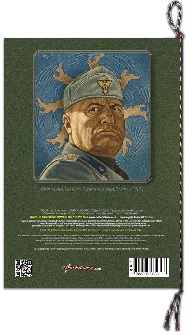 Mussolini Historical Calendar 2025 - 32 Page Italian History Storybook with Cover Flap | Perfect for History Buffs, Classrooms & Collectors
