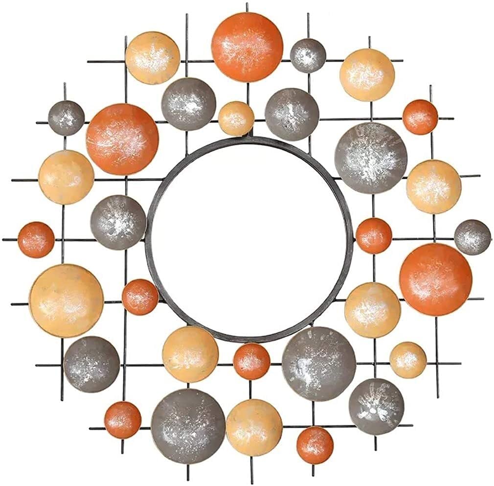 Vintage Round Iron Wall Mirror - Industrial Retro Hanging Mirror with Antique Finish for Living Room, Bathroom, Bedroom & Entryway - Perfect for Farmhouse, Boho & Industrial Home Decor