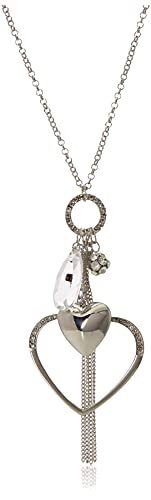 GUESS Basic Large Open Heart Charm Pendant Necklace for Women - Sterling Silver Dainty Layering Necklace, Valentine's Day Gift for Her, Birthday Present, Anniversary Jewelry