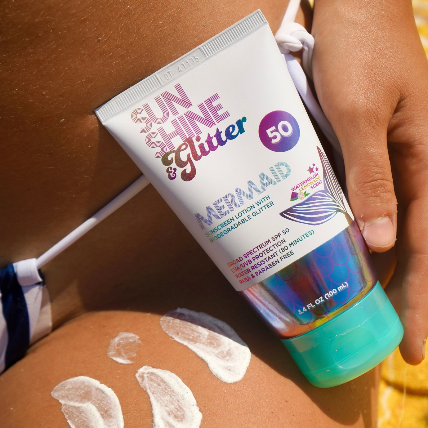 Biodegradable Glitter SPF 50+ Sunscreen for Mermaid Makeup - Waterproof & Reef-Safe for Pool Parties, Beach Days & Festival Looks