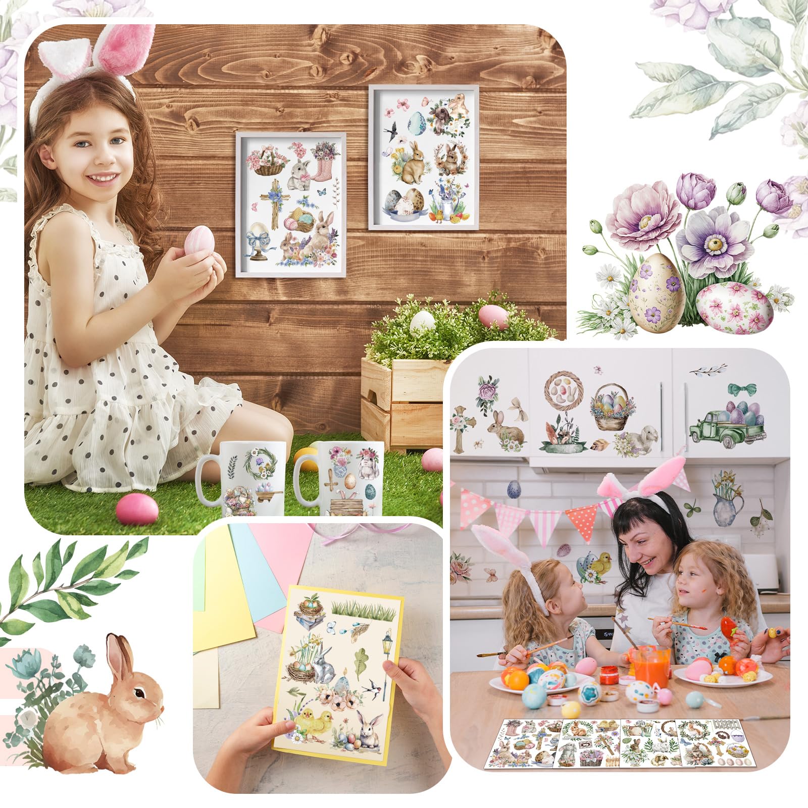 25 Sheets Easter Rub-On Transfer Stickers - DIY Crafts, Furniture Decor, Easter Bunny Egg Truck Garland - Wood, Fabric, Home DIY Projects (5.9