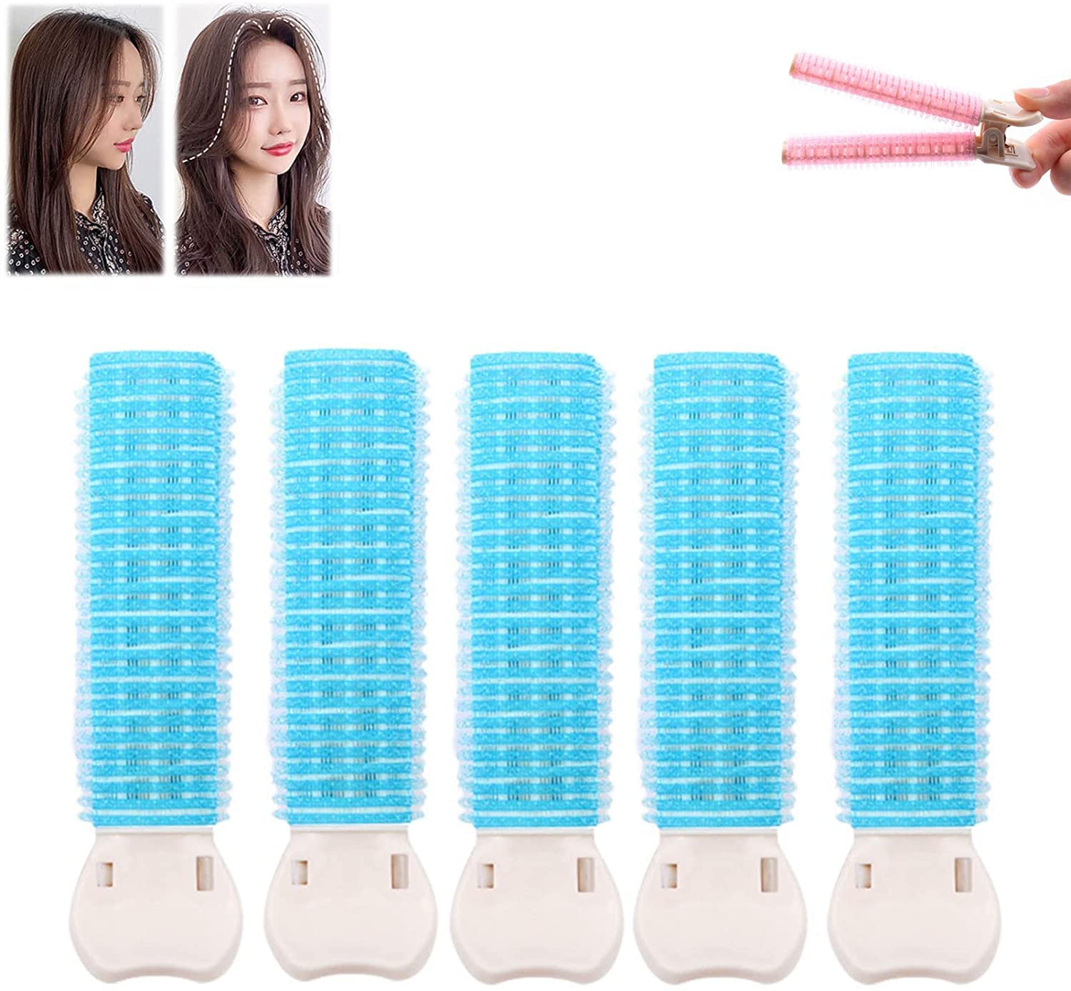 5PCS Volumizing Hair Clips - Natural Fluffy Heatless Hair Rollers & Curlers for Instant Volume - Hair Styling Tools for Women (Blue) - Perfect for Home, Salon & Travel Use