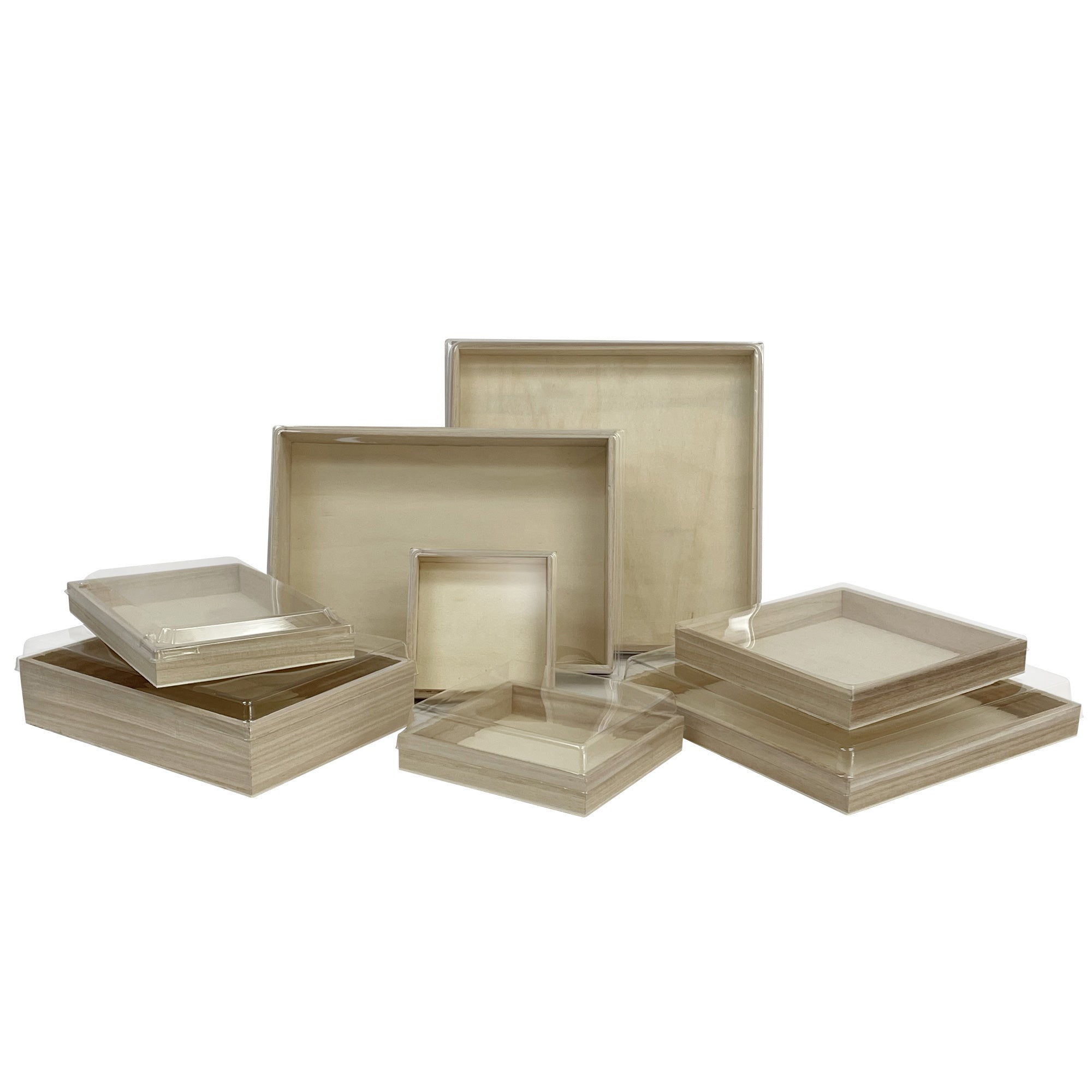 Tree Choice 7 x 7 x 1 Inch Wooden Rectangular Heavy Duty Charcuterie Board Tray - 24 Count Bulk Pack for Cheese, Charcuterie, Appetizers & Party Serving - Perfect for Weddings, Catering & Entertaining