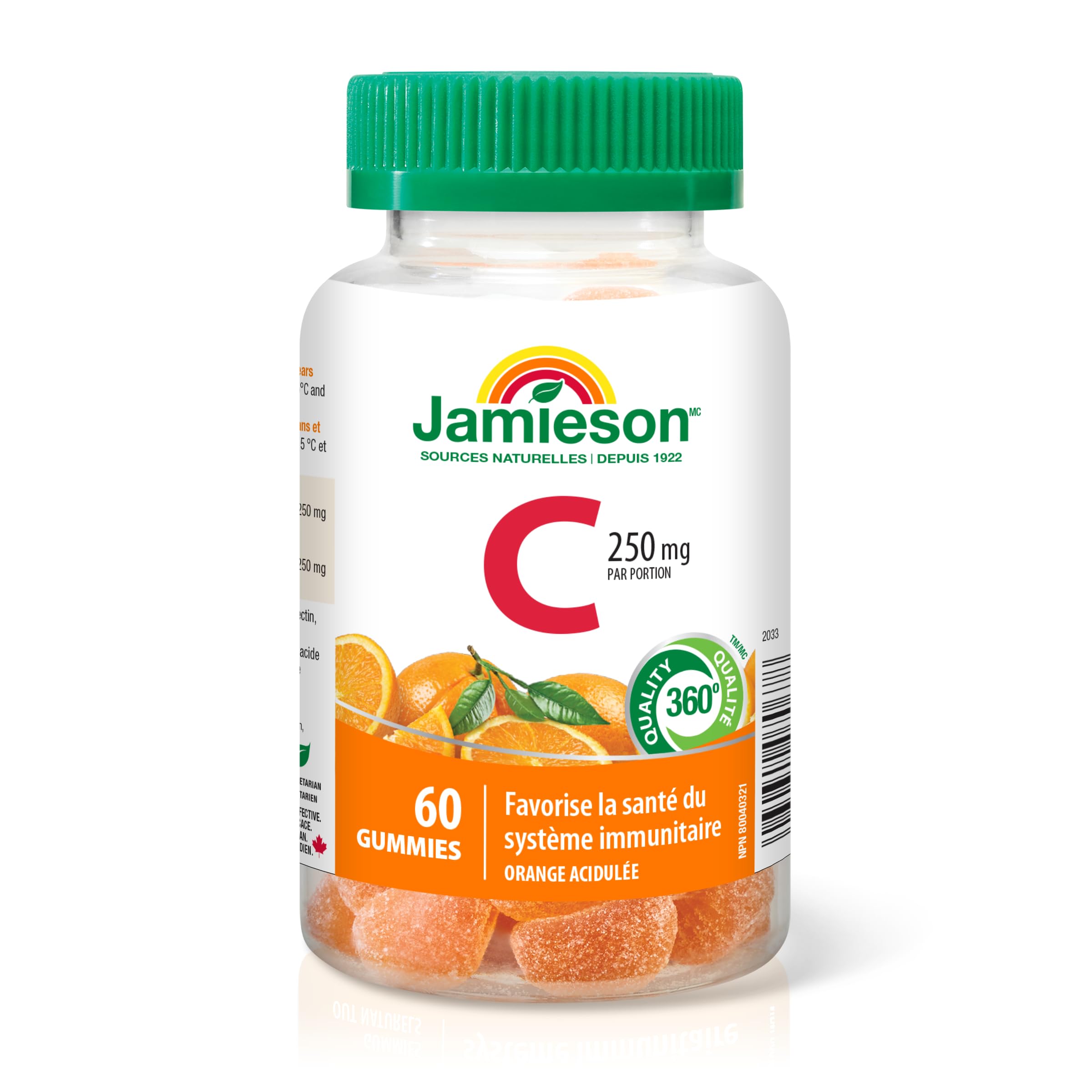 Jamieson Vitamin C Gummies 250mg - Orange Flavor, 60 Count - Immune Support & Daily Health Boost for Kids & Adults