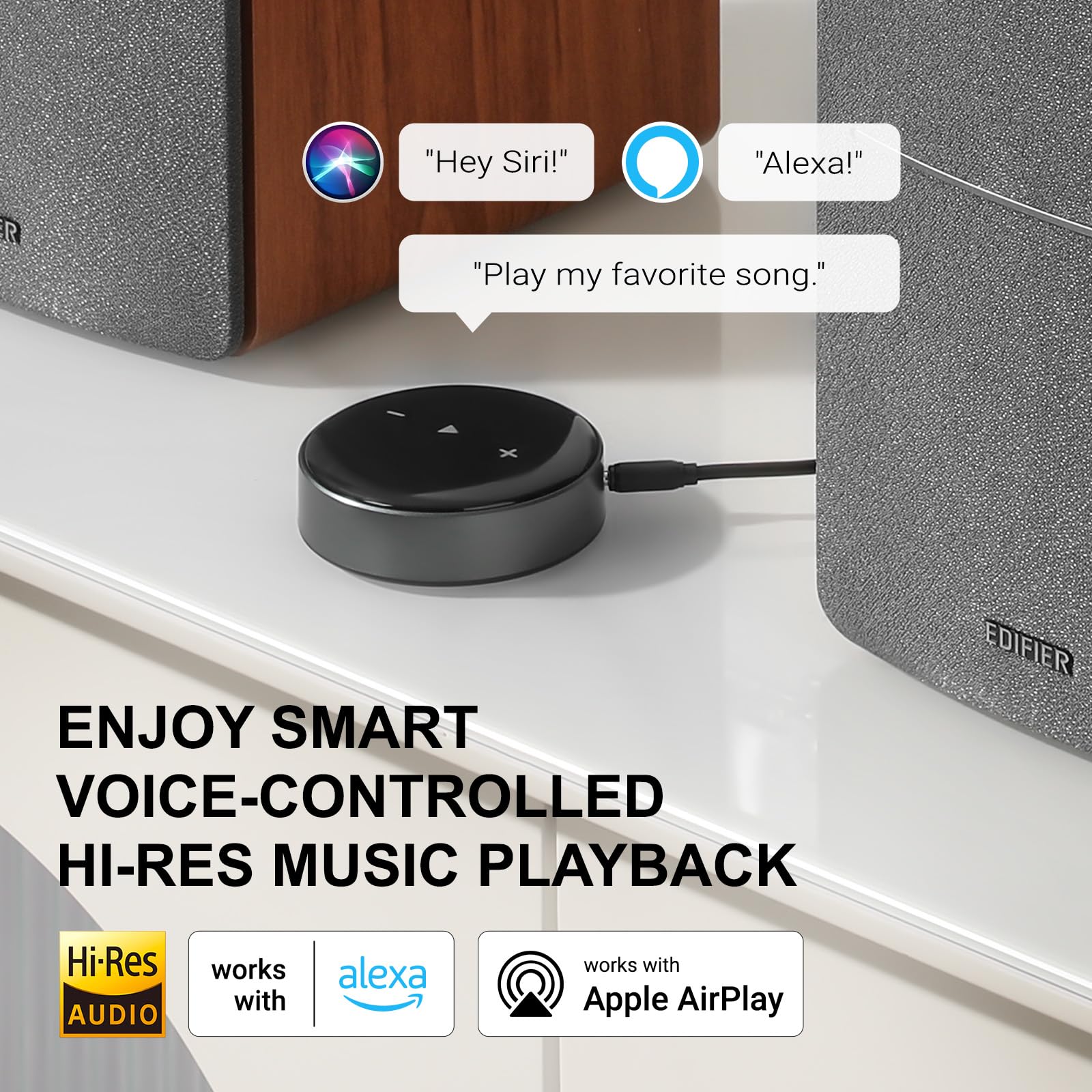 Edifier R1280T Powered Bookshelf Speakers with WiiM Mini AirPlay2 Wireless Wi-Fi Audio Streamer - Hi-Res Audio Streaming from Spotify, Amazon Music & More - Perfect for Home Theater, Gaming & Music Listening