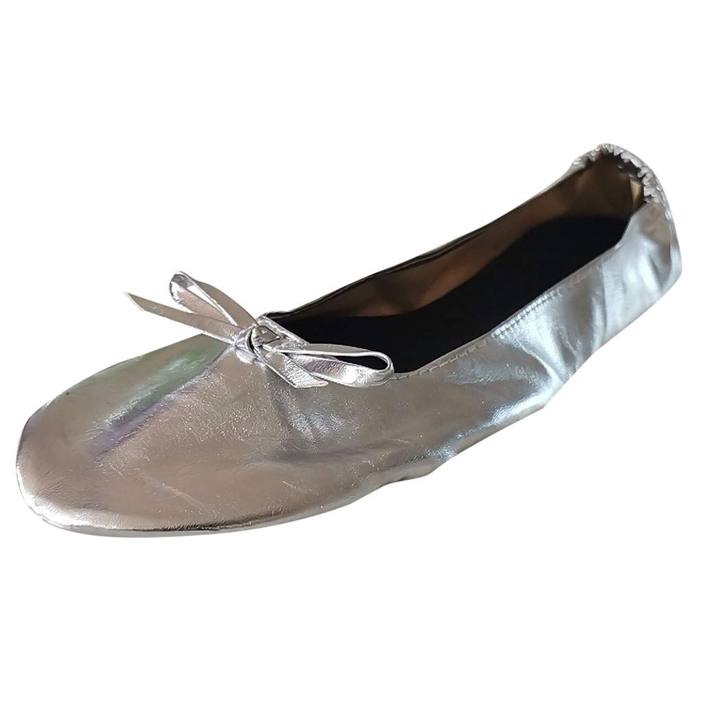Foldable Ballet Flats for Women - Portable Travel Dance Shoes with Strap, Soft Fuzzy Slippers for Home, Party & On-The-Go Comfort | Open Toe Design for Breathability