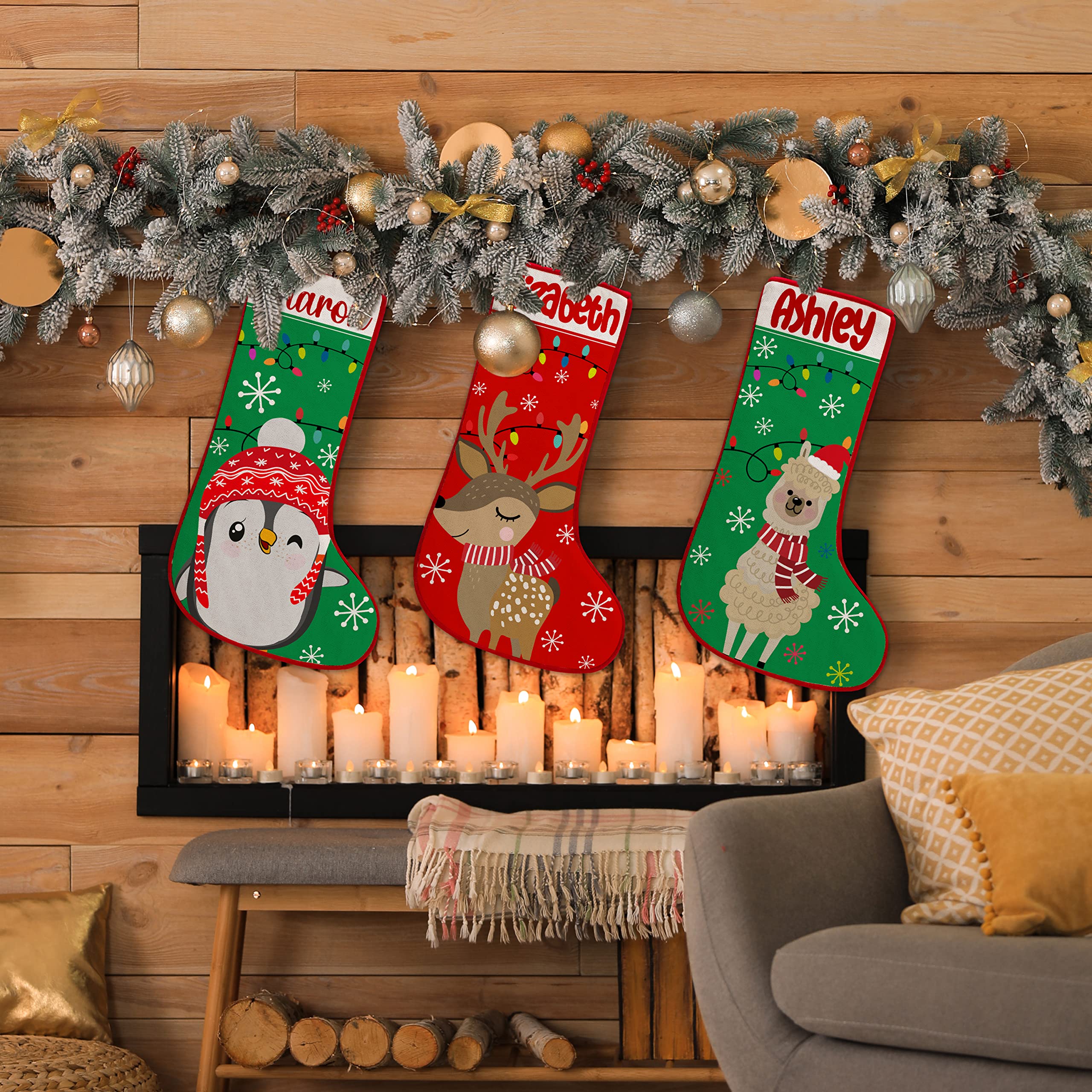 Personalized Christmas Stockings with Name - 6 Animal Themes & 6 Font Options - Custom Holiday Stockings for Family & Kids - Fireplace Decorations - Perfect for Christmas Gifts, Home Decor & Holiday Celebrations