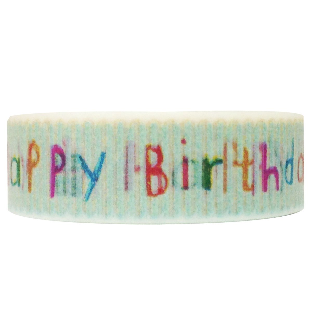Wrapables Scripted Japanese Washi Masking Tape - Happy Birthday Design for Scrapbooking, Gift Wrapping & DIY Crafts | Decorative Tape for Journals, Cards & Party Decorations