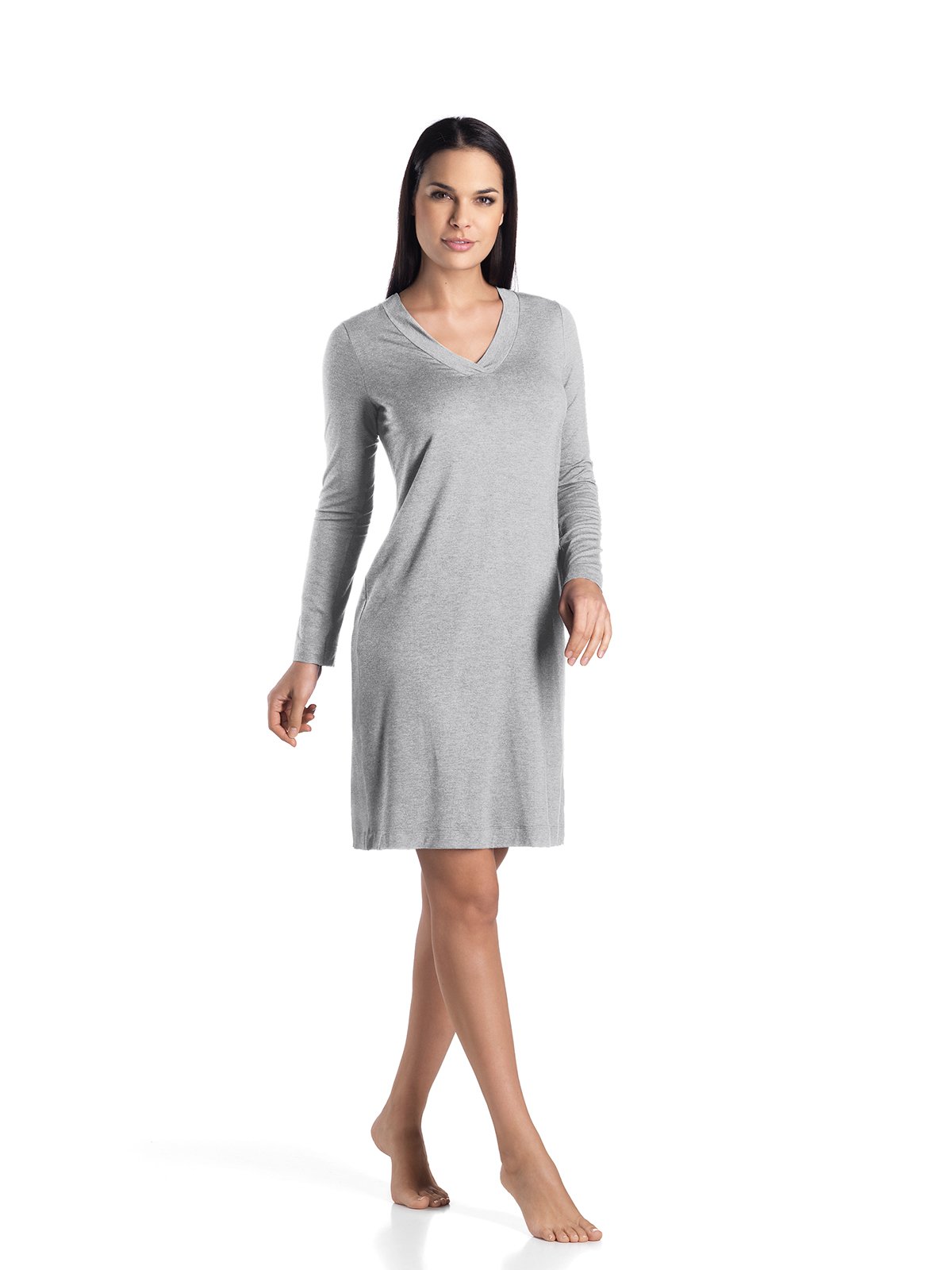 HANRO Women's Elegant Champagne Long Sleeve Nightgown - Soft Sleepwear for Comfortable Nights & Relaxing Evenings at Home
