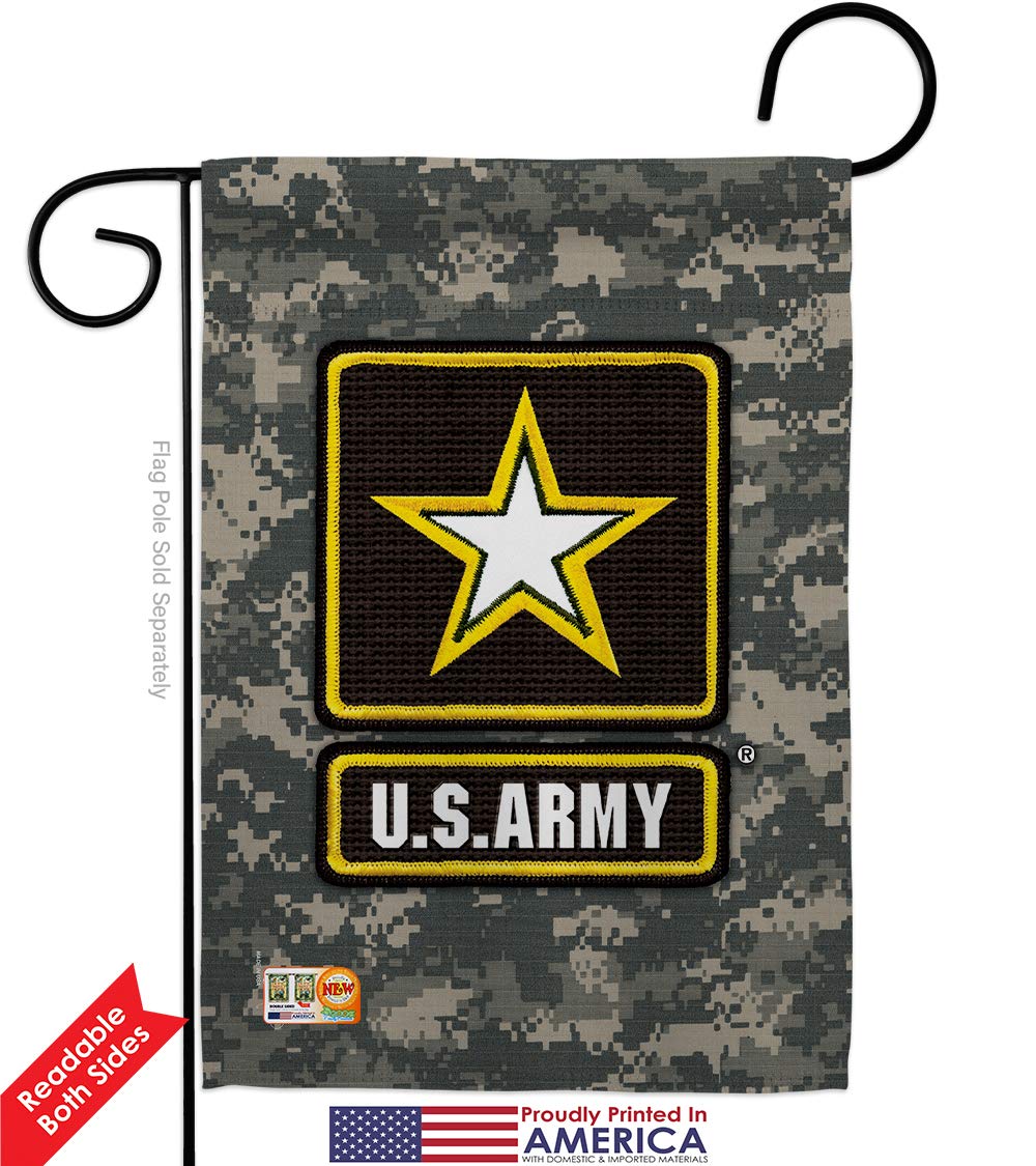 US Army Camouflage Garden House Flags Kit - Double-Sided 28x40 Inch Military Yard Banner for Armed Forces, Rangers, Veterans & Retirees | Patriotic Outdoor Decor Made in USA | Perfect for Memorial Day, Veterans Day & Front Yard Displays