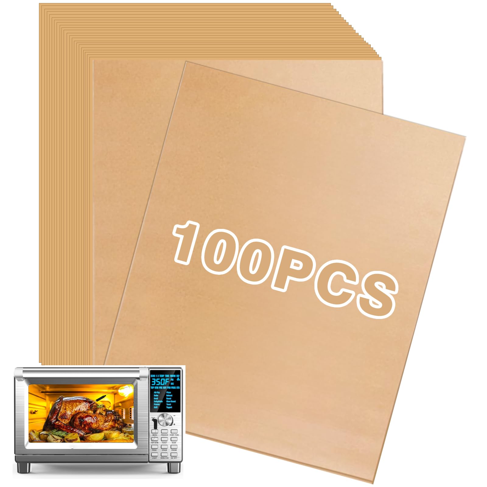 100PCS Disposable Air Fryer Liners - Parchment Paper Sheets Compatible with Nuwave Bravo Air Fryer, Toaster & Smart Oven | Perfect for Nuwave 12-in-1 30qt Oven Accessories | Ideal for Healthy Cooking, Baking & Reheating Food