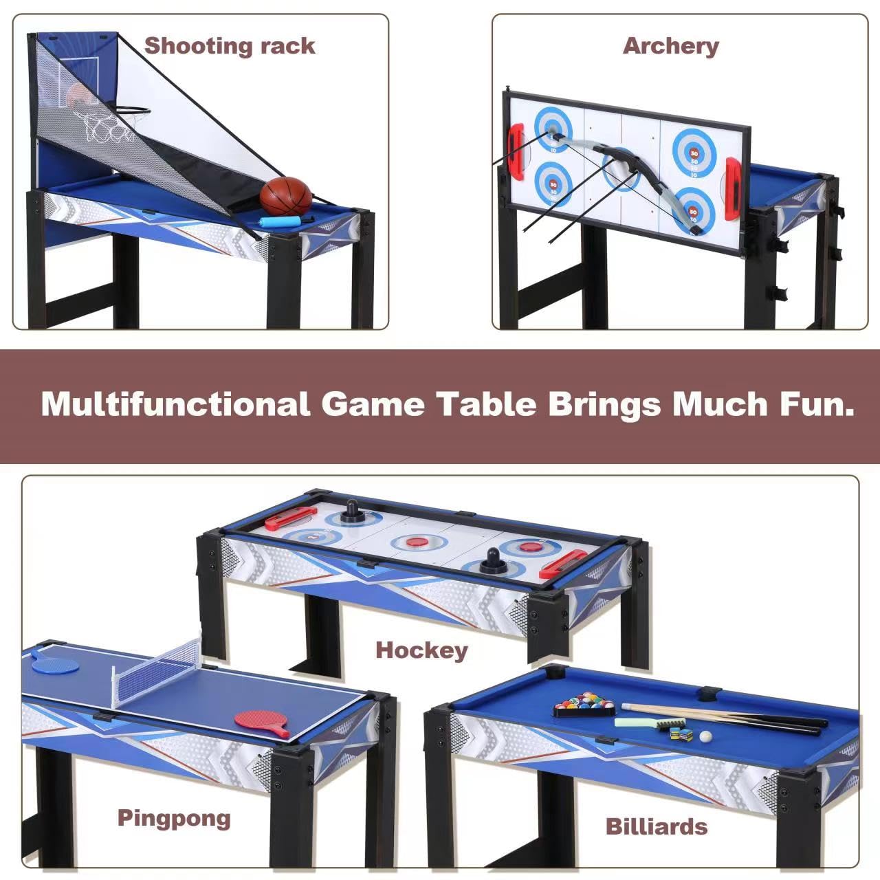 5-in-1 Multi-Game Combination Table Set - Table Tennis, Pool, Archery, Slide Hockey & Basketball - Perfect for Family Fun & Parent-Child Bonding | Indoor/Outdoor Game Table for Kids & Adults | Great for Parties, Playrooms & Backyard Entertainment