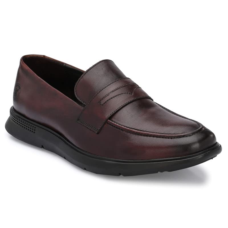Legwork Men's Genuine Leather Loafers - Comfortable Slip-On Dress Shoes for Men & Boys | Perfect for Business, Casual & Formal Occasions