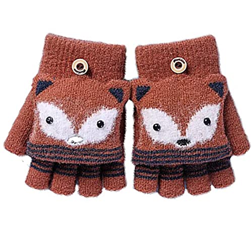 Warm Double Layer Knitted Winter Gloves for Kids 1-4 Years Old - Plush Hanging Neck Mittens with Rope, Full Finger Wrist Gloves for Toddlers - Perfect for Outdoor Play, Snow Activities, and Christmas Gifts for Boys & Girls