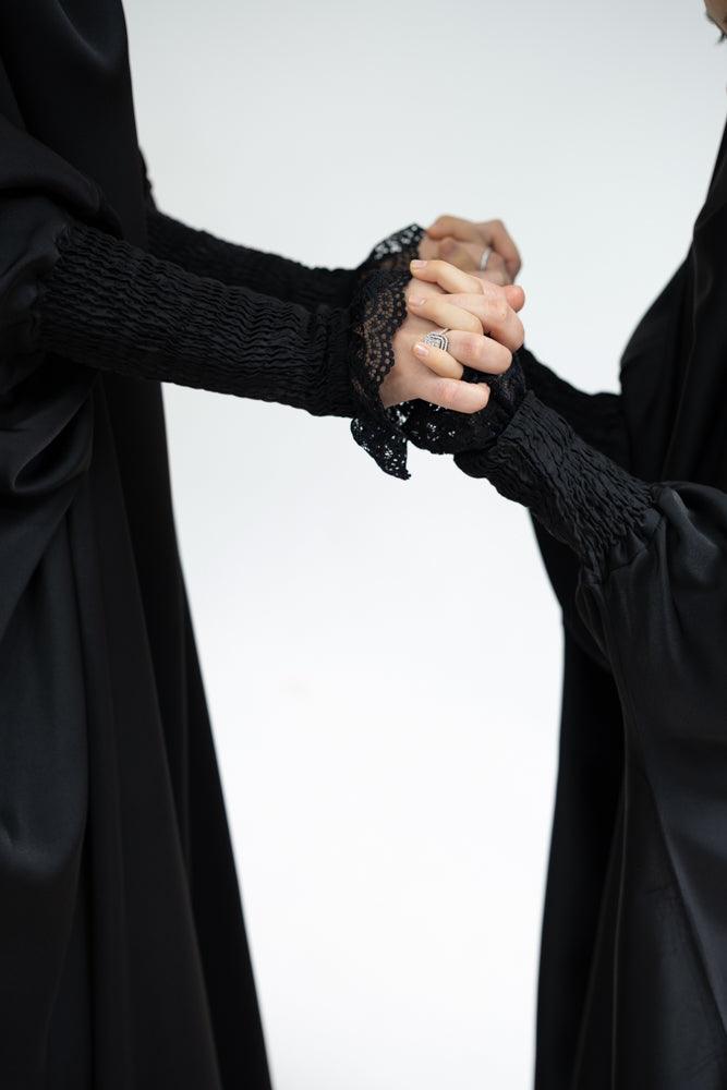 Little Gretaah Khimar Style Prayer Gown for Kids - Black Islamic Dress with Ribbed Sleeve Cuffs - Perfect for Mosque, Eid Celebrations & Religious Ceremonies