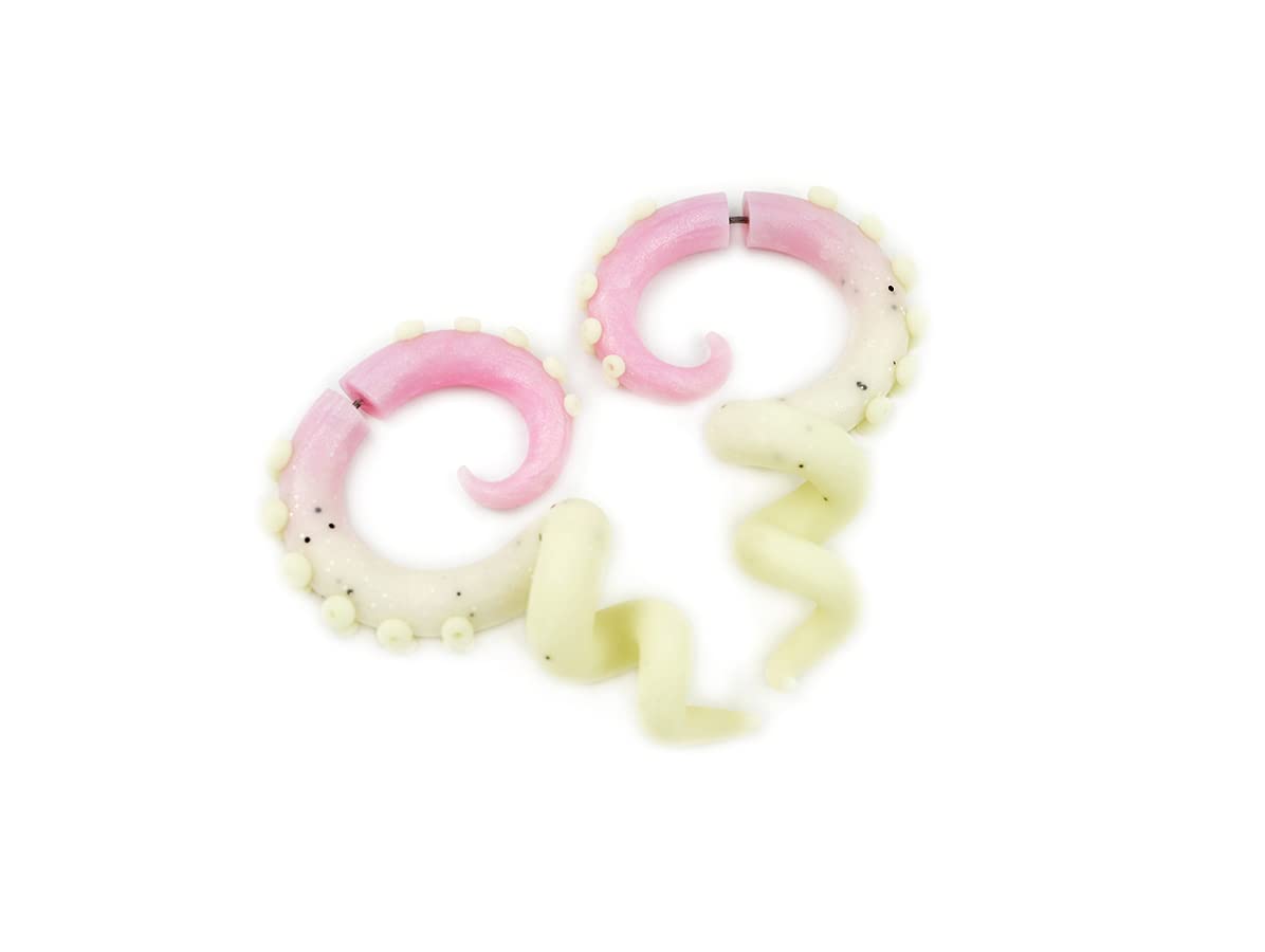 Pastel Punk Octopus Tentacle Earrings - Anime Fake Plugs & Faux Gauges - Fairy Kei Yami Kawaii Goth Harajuku Accessories - Stretchers & Hangers for Cosplay, Rave & Alternative Fashion