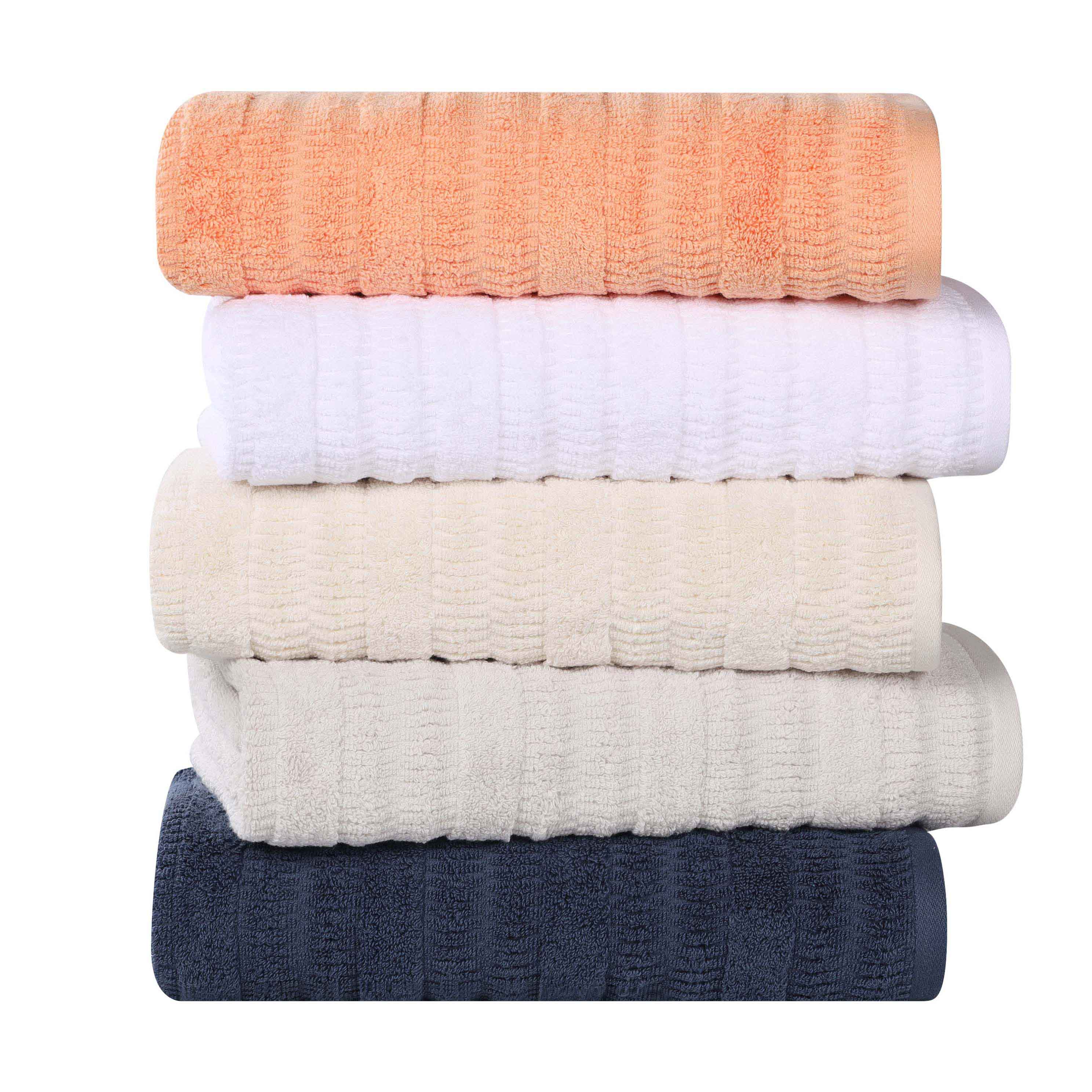 Mika Smart Twist Cotton Solid Vertical Ribbed 8-Piece Towel Set - Ultra Soft & Absorbent Bath Towels for Spa, Gym, and Luxury Home Use