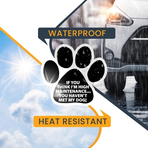 High Maintenance Dog Pawprint Magnet Decal - 5 Inch Heavy Duty Automotive Magnet for Car, Truck & SUV - Perfect for Pet Lovers & Vehicle Decoration