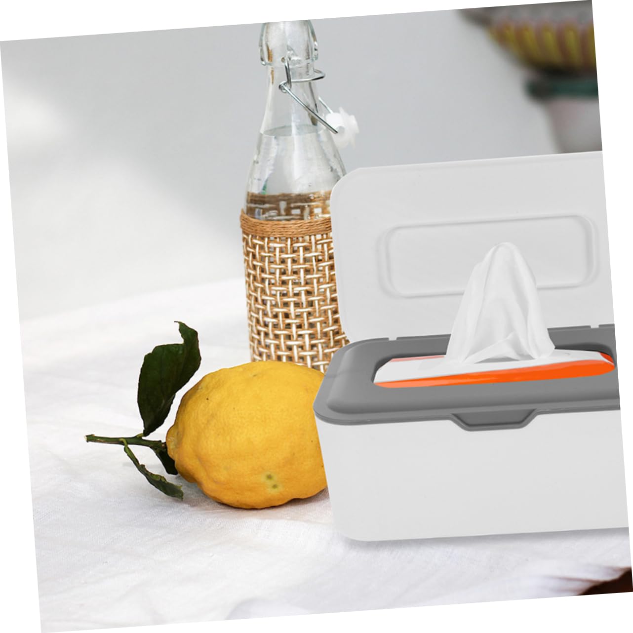 4 Pack Refillable Tissue Paper Box & Wipes Container - Fresh Pouch Wipes Case (PP Grey) for Home, Office & Travel Use