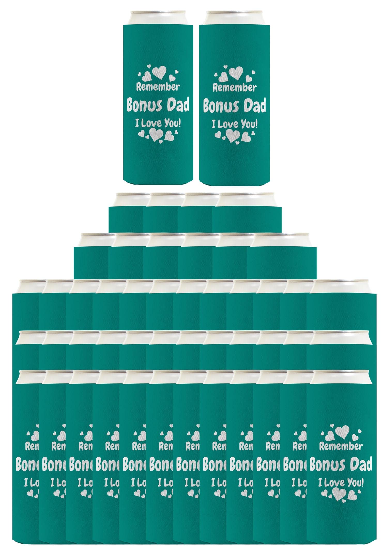 96-Pack Ultra Slim Can Coolers - Perfect Father's Day Gift for Stepdad with 'Bon's Dad I Love You' Design - Ideal for BBQ, Camping & Outdoor Parties