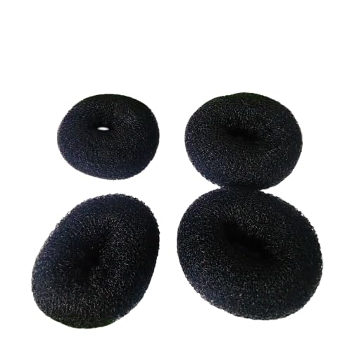 ZAUKY Hair Bun Maker - 4 Pack Black Polyester Hair Donut Bun for Women & Girls - Perfect for Updos, Ponytails & Everyday Hairstyles