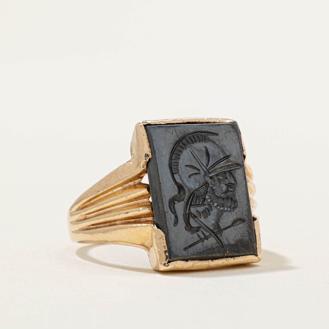 5.00ct Carved Hematite Portrait Ring for Women - Size 8.5 | Elegant Gothic Jewelry for Evening Wear, Date Night & Special Occasions