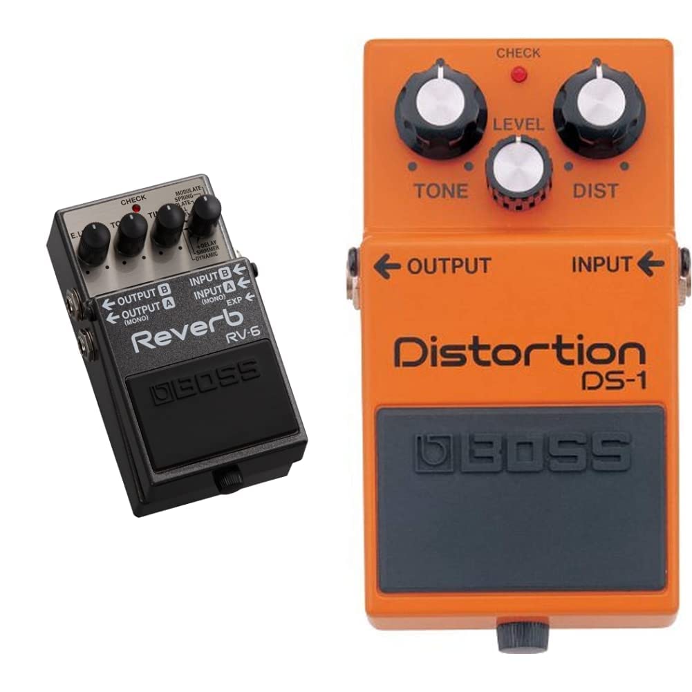 BOSS RV-6 Digital Reverb Guitar Effects Pedal & DS-1 Distortion Pedal Bundle - Professional Guitar Stompbox for Live Performance, Studio Recording and Stage Use