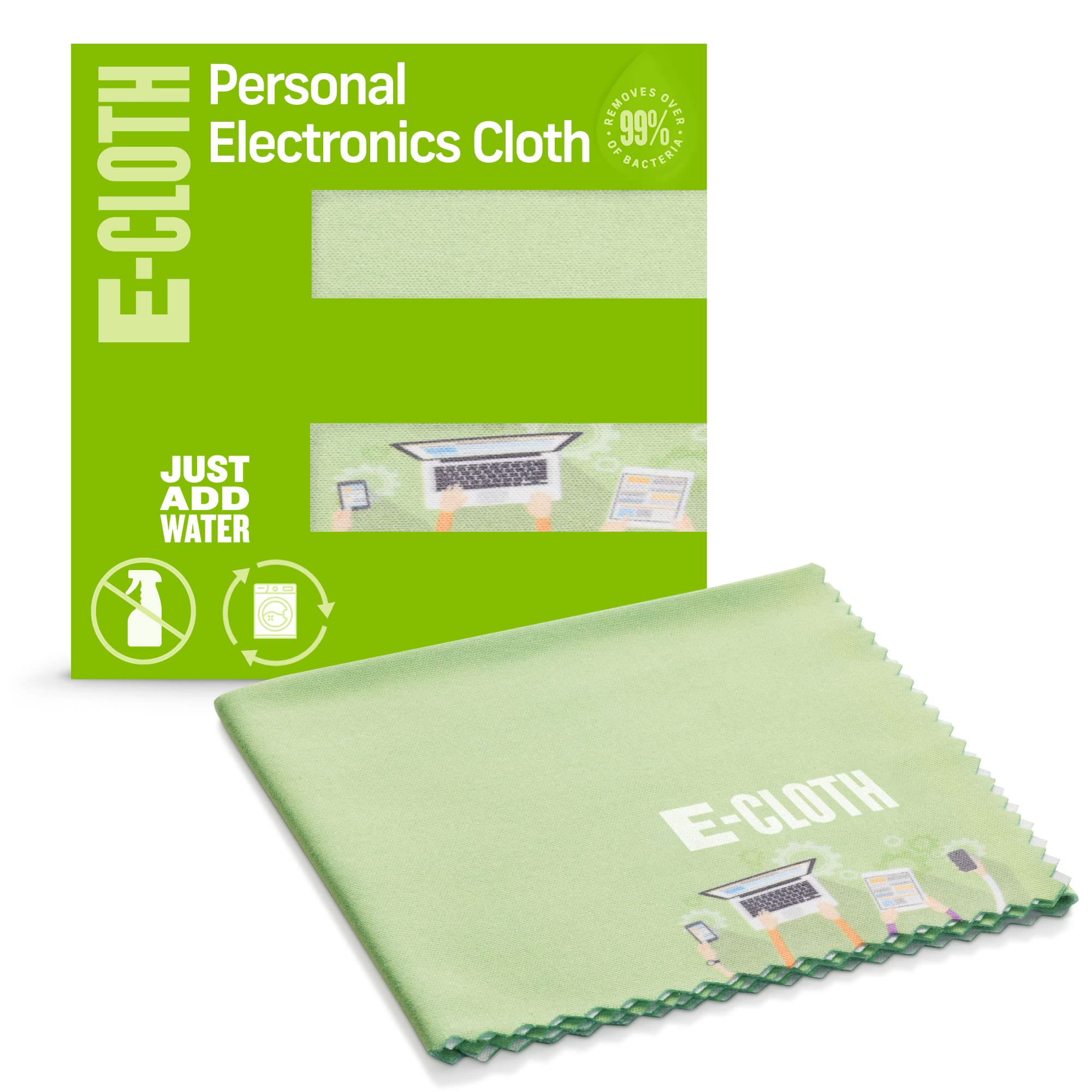 E-Cloth Reusable Microfiber Screen Cleaning Cloth for iPhone, iPad, MacBook & Electronics - Washable 100+ Times, Eco-Friendly Green (1 Pack) - Perfect for Home, Office & Travel Use