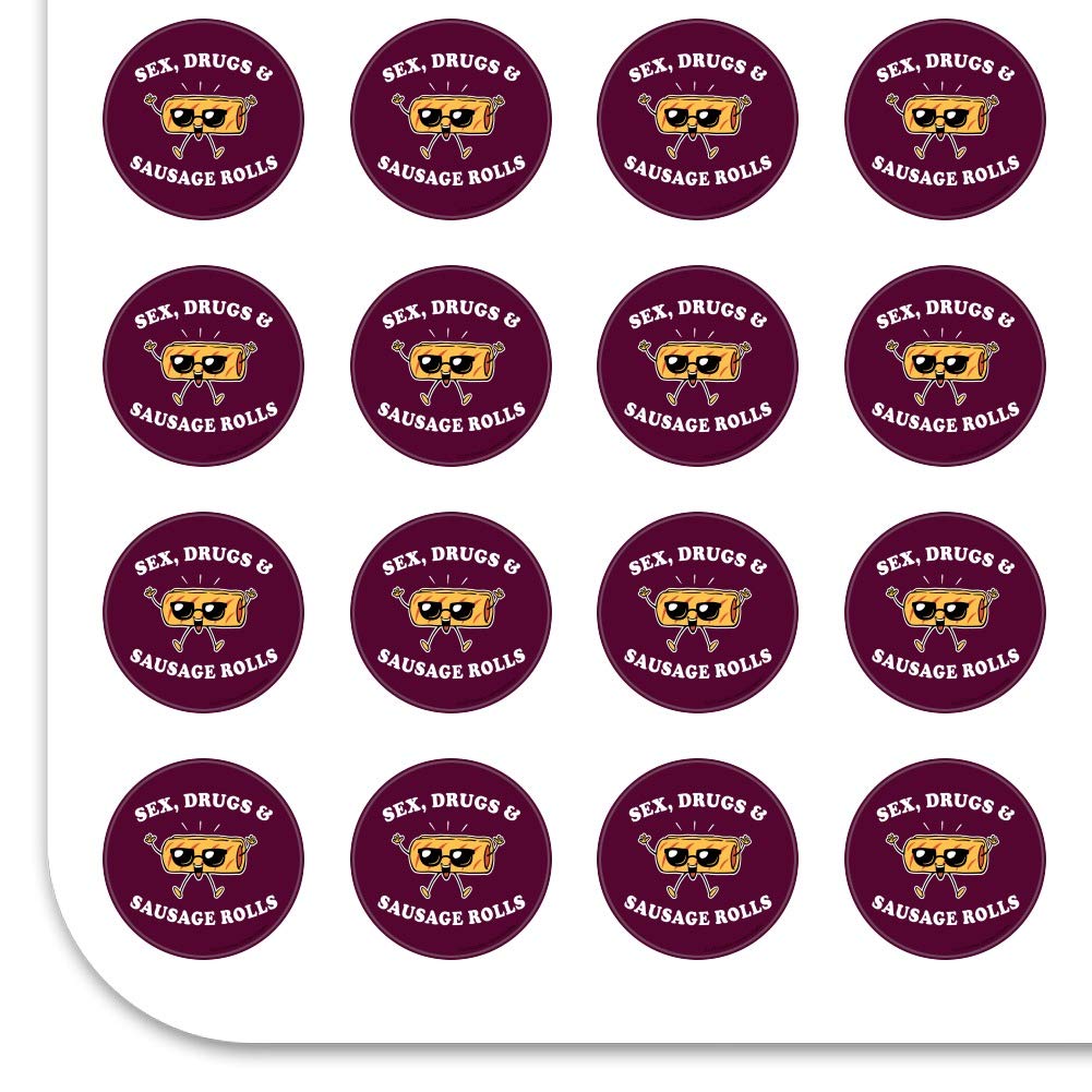 Funny Humor Stickers for Planners & Scrapbooking - Sex, Drugs and Sausage Rolls Design - Perfect for DIY Crafts, Journals, and Bullet Journals