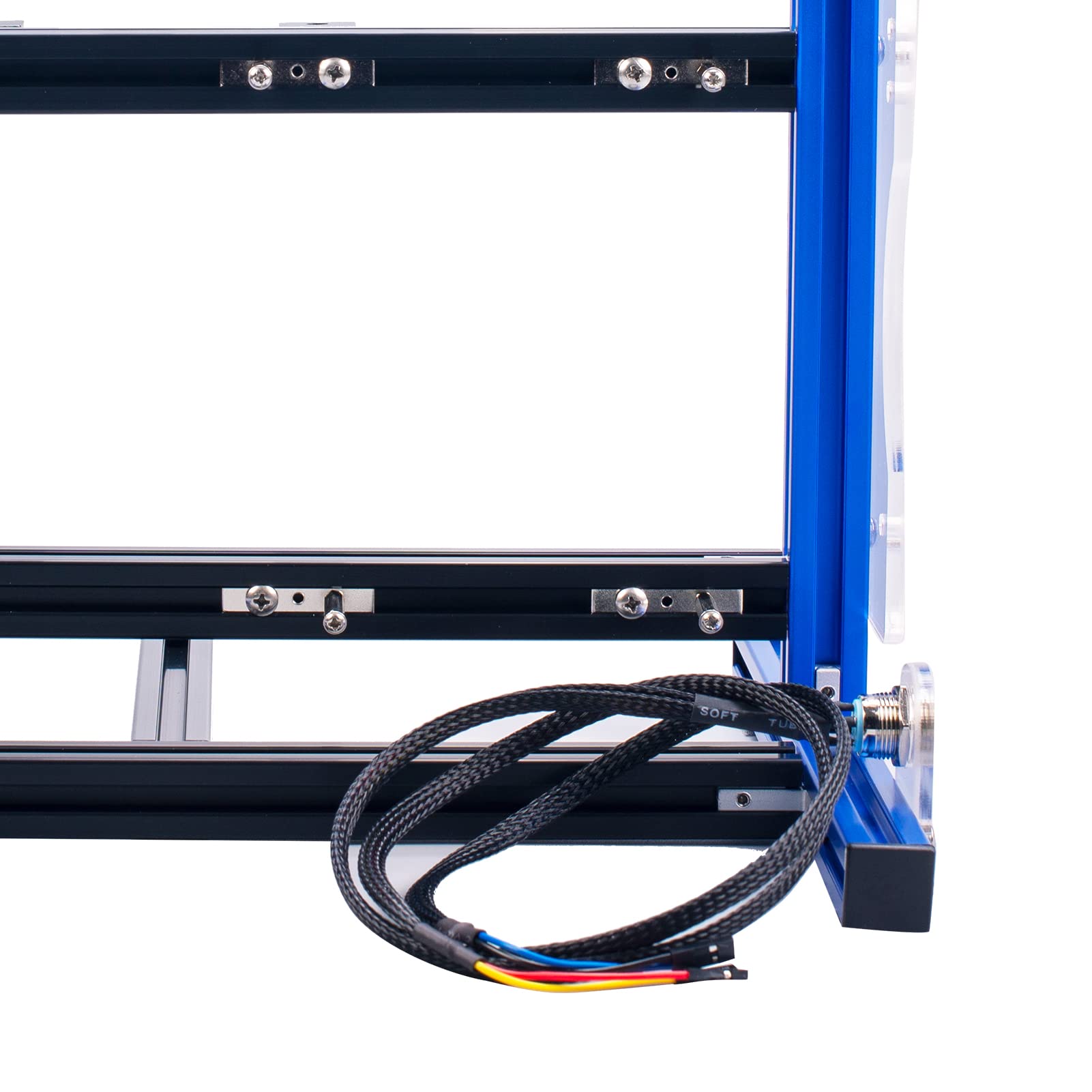 PUSOKEI DIY Open Frame Computer Case Bracket - Vertical Aluminum Stand for ATX/MATX/ITX Motherboards - Full Naked Heat Dissipation (Blue) - Perfect for Custom PC Builds, Gaming Rigs & Tech Showcases