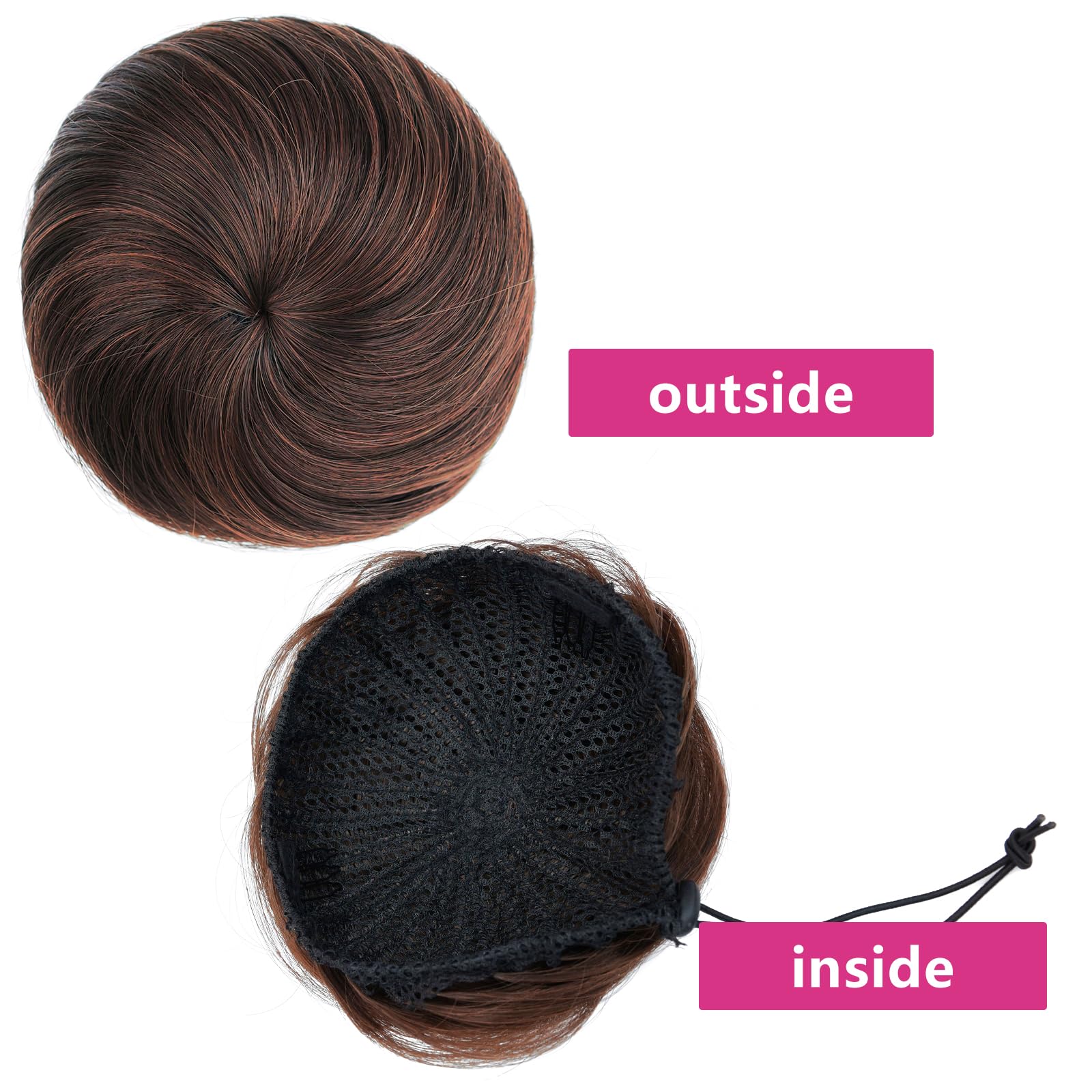 2PCS Brown Fake Hair Buns for Women & Girls - Perfect for Workplace, Bridal, Wedding & Updo Hairstyles - Natural-Looking Hairpiece Accessories