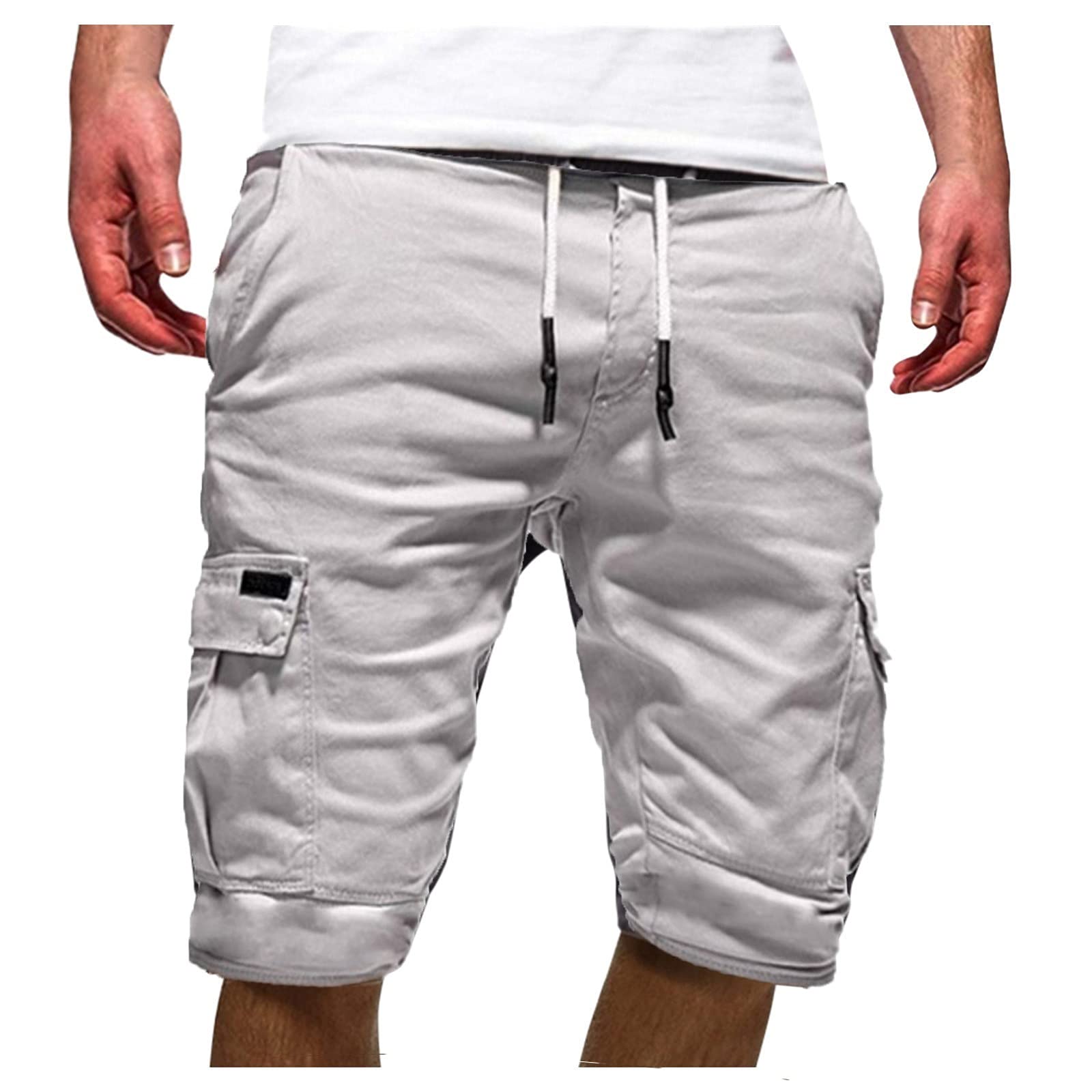 WOCACHI Men's Cargo Shorts with Elastic Waist & Multiple Pockets - Military Tactical Shorts for Outdoor, Workout, Jogging & Casual Wear - Durable Sweatpants for Hiking, Gym & Everyday Use