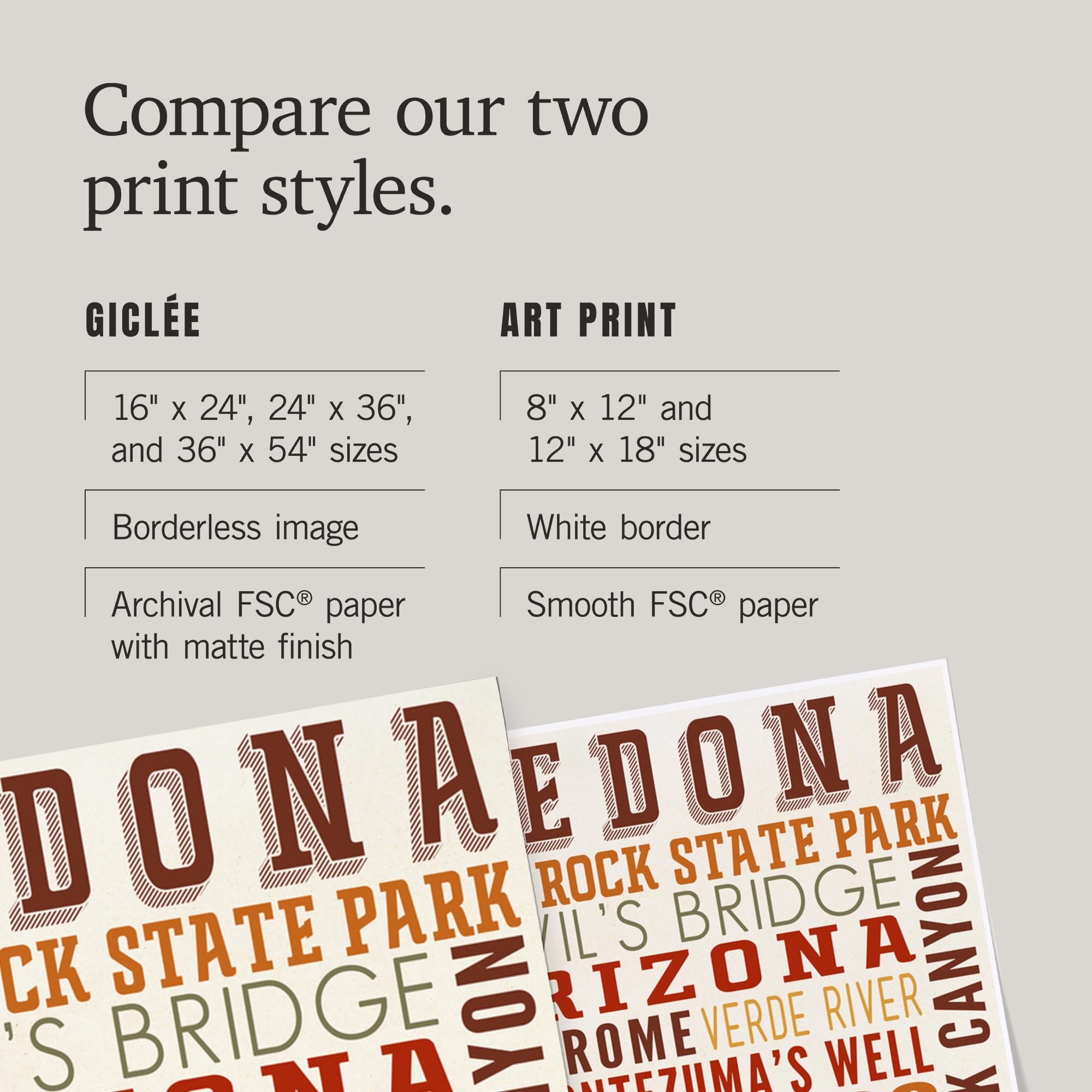 Lantern Press 16x24 Inch Giclee Print - Sedona Arizona Landscape Typography Art | Perfect for Home Decor, Office Wall Art & Gift Ideas