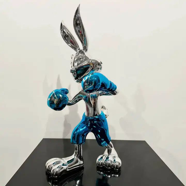 Silver Electroplated Bugs Bunny Collectible Statue - Perfect for Warner Bros Fans, Home Decor, and Gift Giving