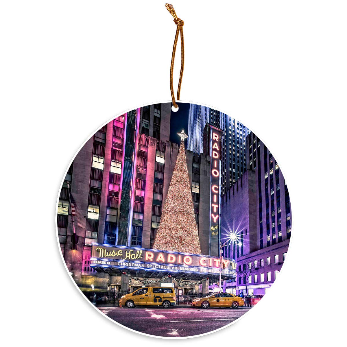 New York Christmas Ornament - Radio City Music Hall & Taxi Cab Holiday Tree Decoration | Perfect for Xmas Tree, Gift & NYC Souvenir