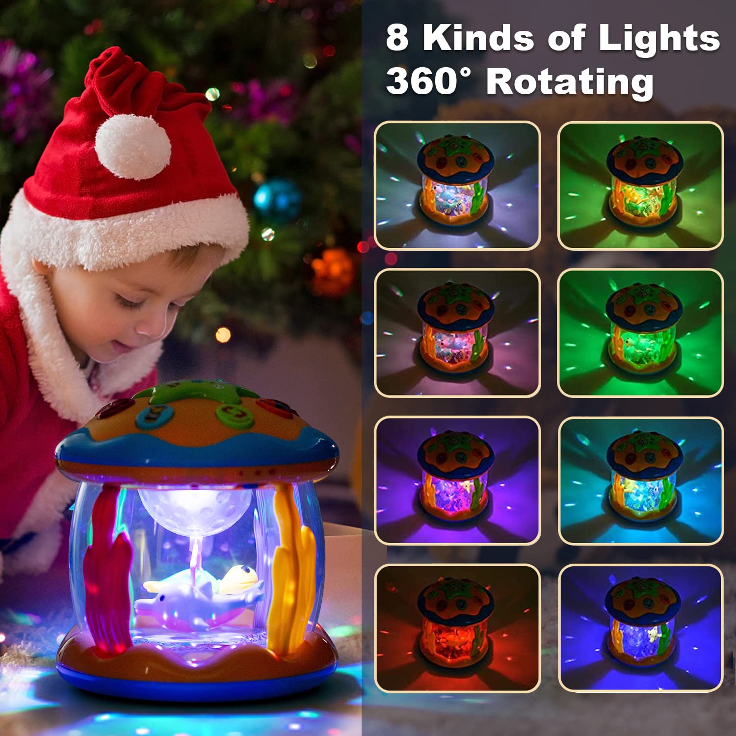 Ocean Projector Baby Toys with Music & Lights - Sensory Developmental Toys for 6-12 Month Olds - Crawling & Tummy Time Activity for Infants 3-18 Months - Perfect 1st Birthday Gift for Boys & Girls - Nursery Decor & Bedtime Soother