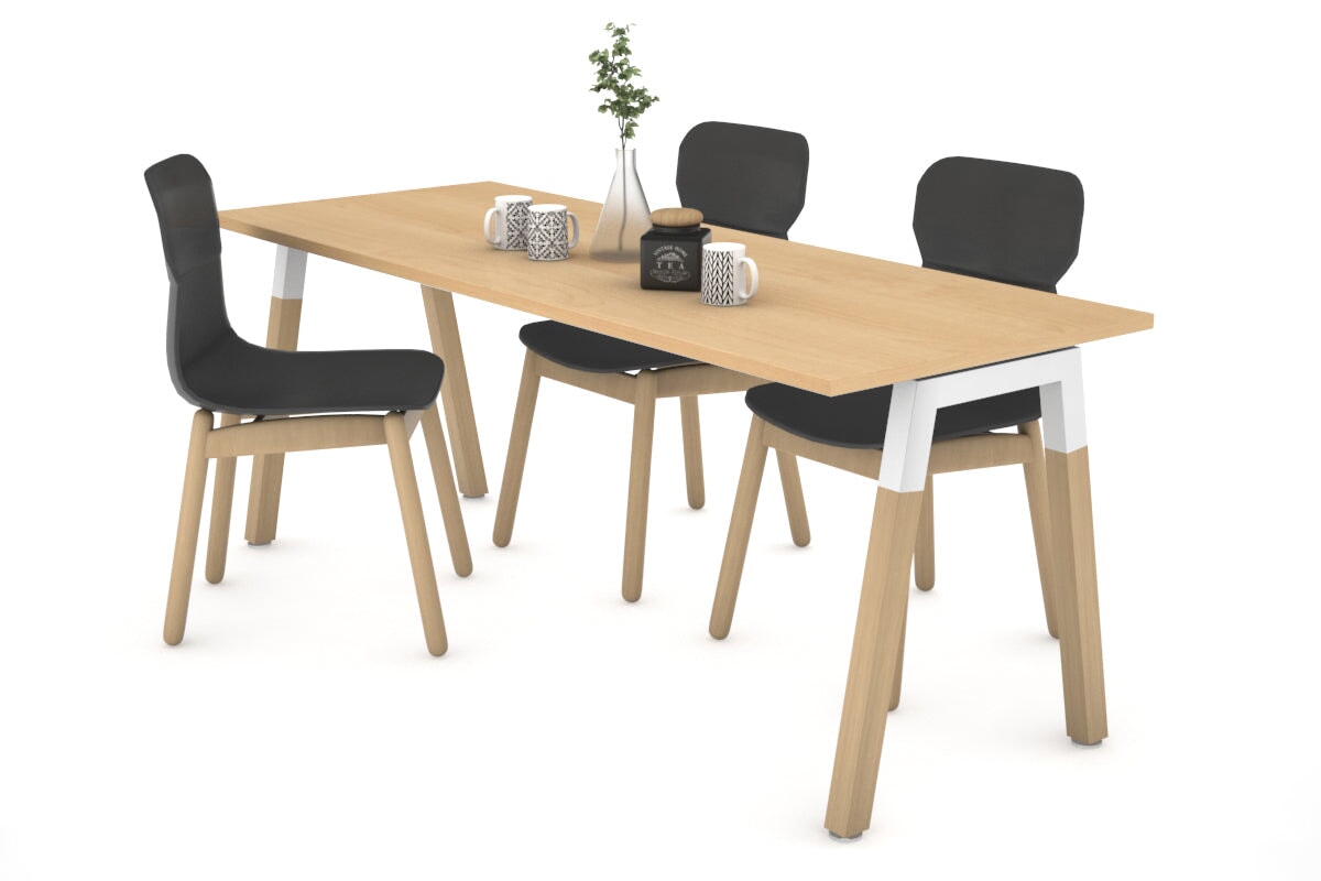 Solid Wood Quadro A Legs Table with Cross Beam - 1600L x 700W - Sturdy Dining Table for Home, Restaurant, and Office Use