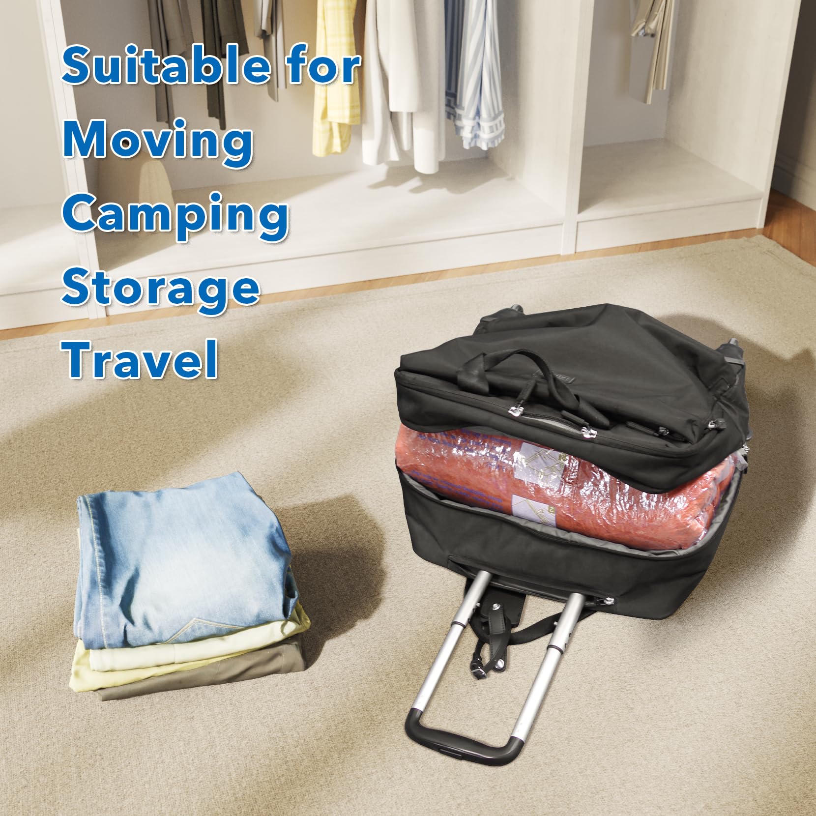 12 Pack Vacuum Compression Bags for Travel - Space Saving Storage Bags for Luggage, Clothes & Home Organization | Waterproof & Reusable | Perfect for Travel, Moving & Seasonal Storage | MEIQIHOME