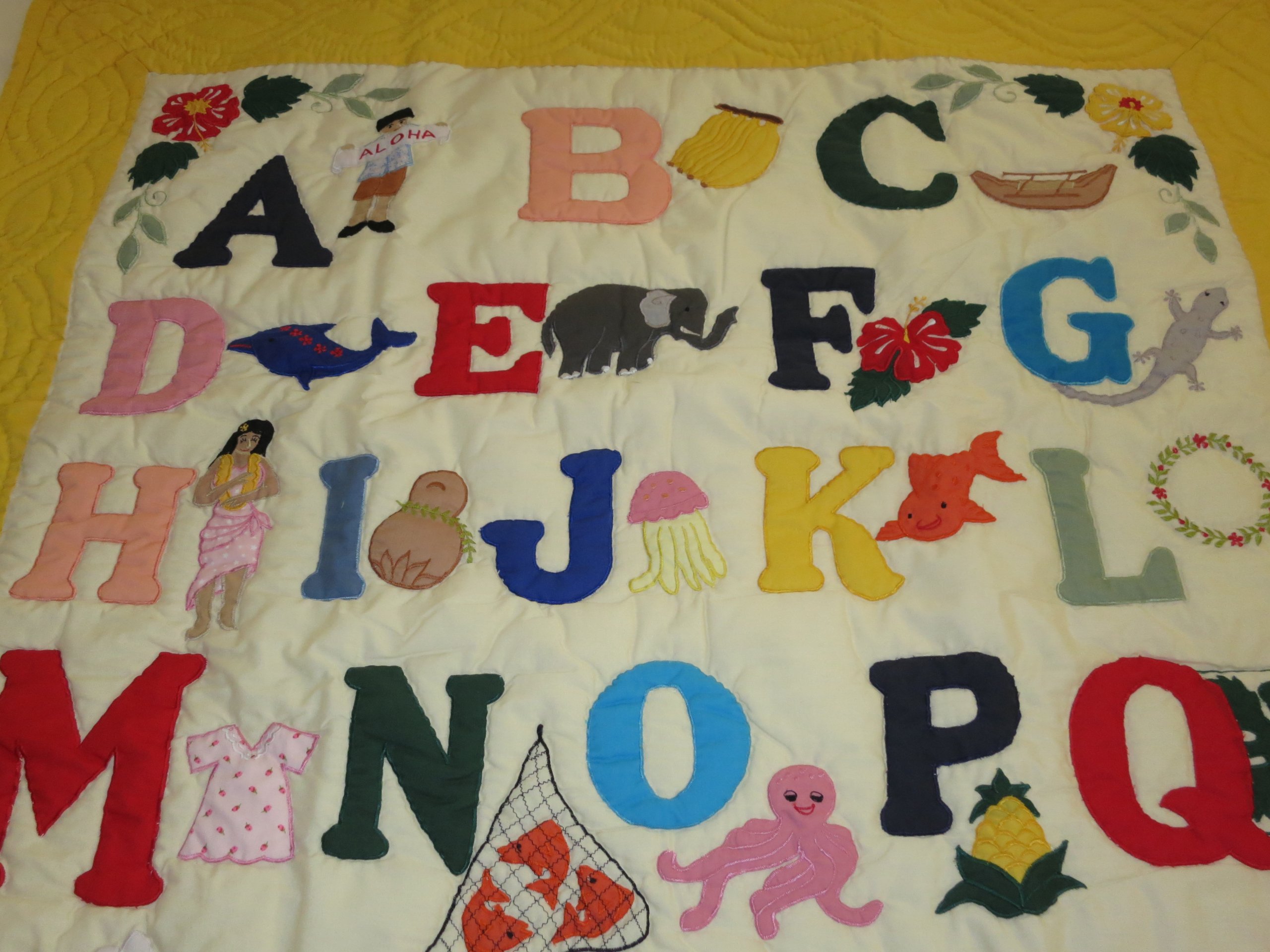 Hawaiian Quilt ABC Crib Baby Blanket - Handmade Quilted Nursery Comforter & Wall Hanging Decor for Newborns - Perfect for Baby Showers, Nursery Decor, and Gift Giving