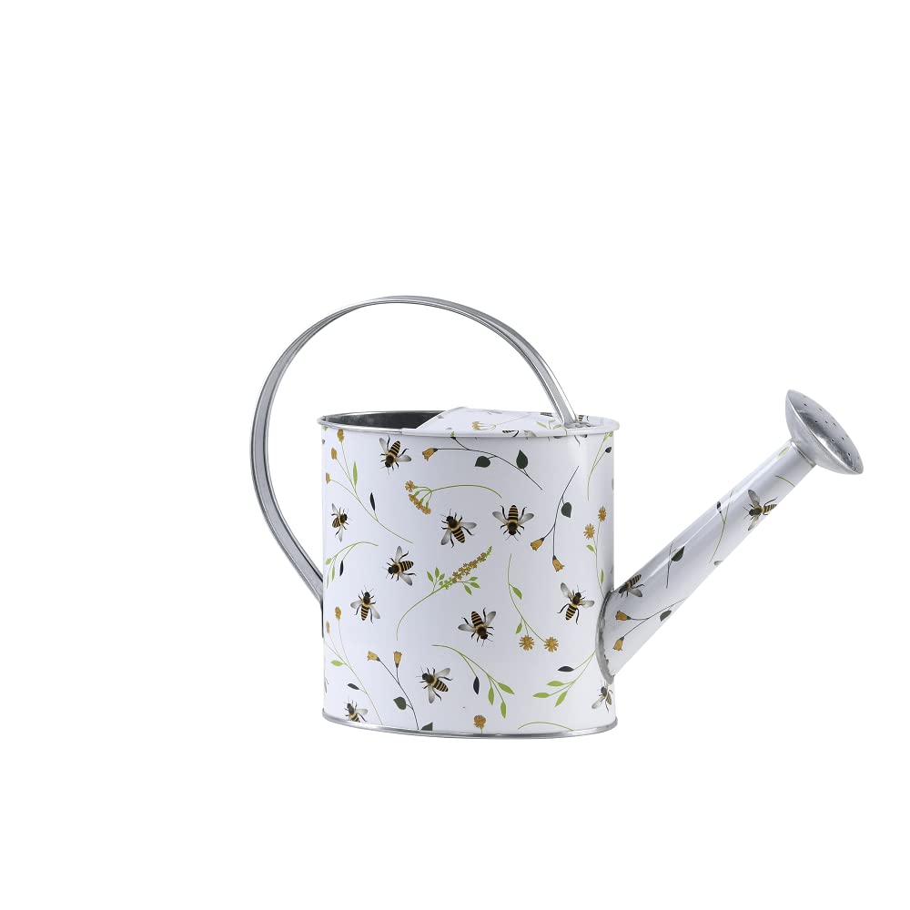 Esschert Design Bee Print Indoor Watering Can - 1L Small Watering Pot for Houseplants, Flowers & Herbs | Perfect for Indoor Gardening, Balcony Plants & Home Decor
